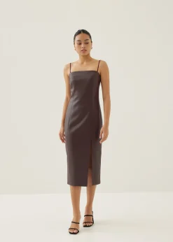 Lettie Pleather Column Midi Dress