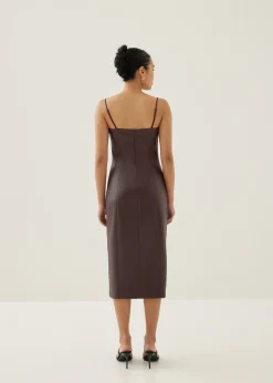 Lettie Pleather Column Midi Dress