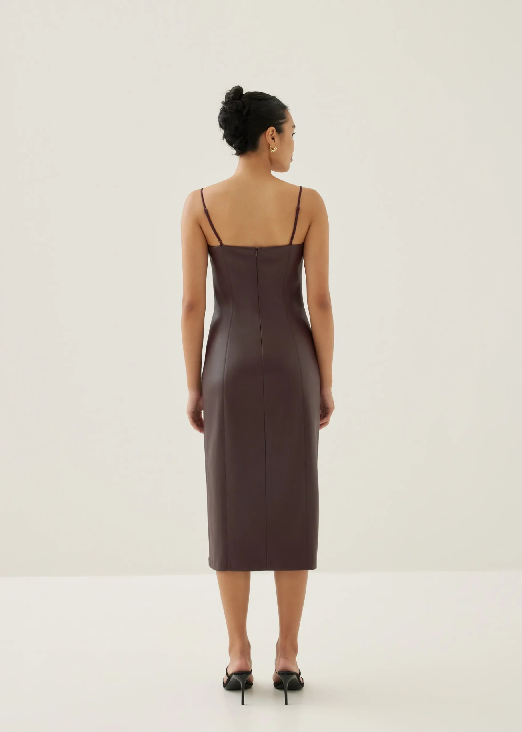 Lettie Pleather Column Midi Dress