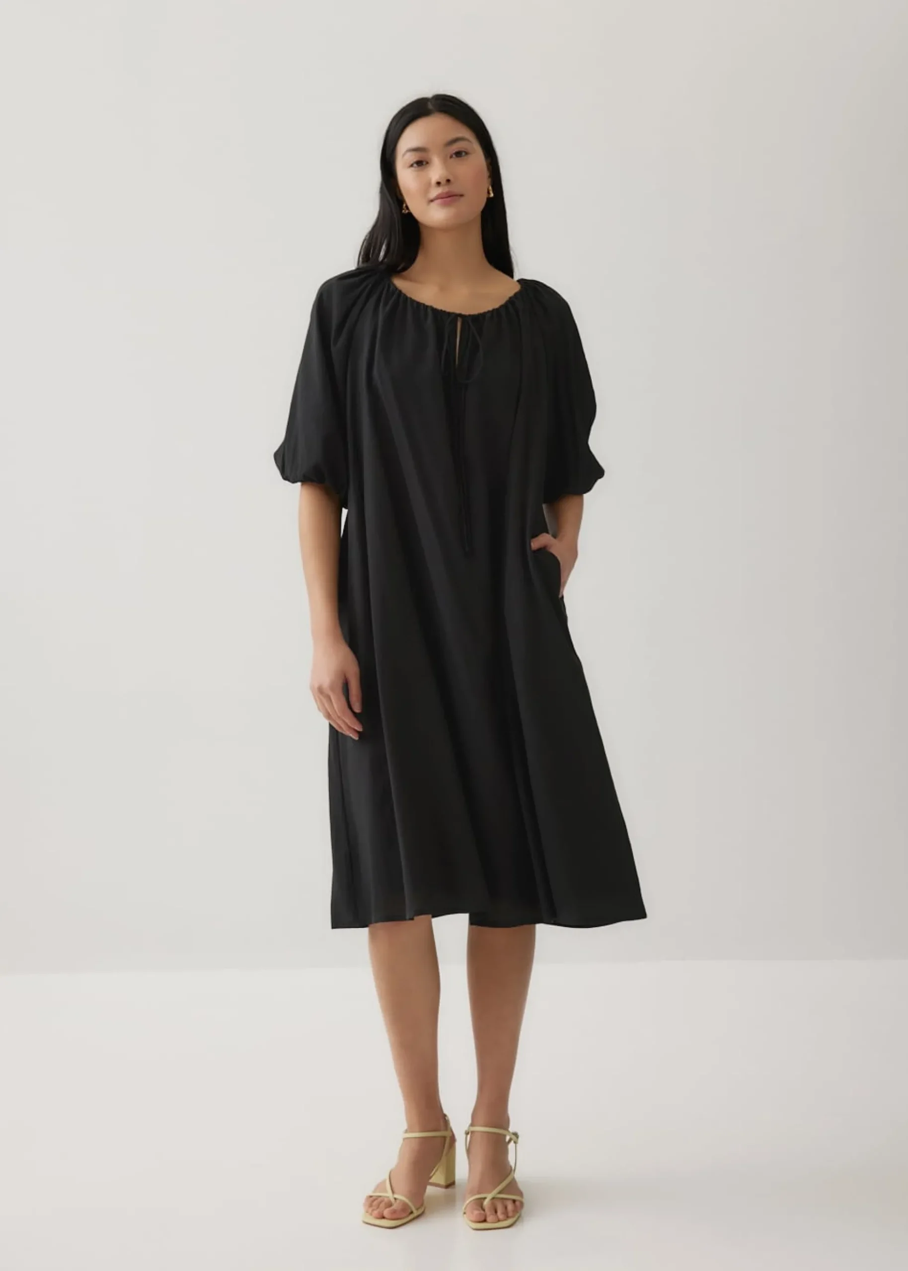 Levi Notch Neck Puff Sleeve Dress