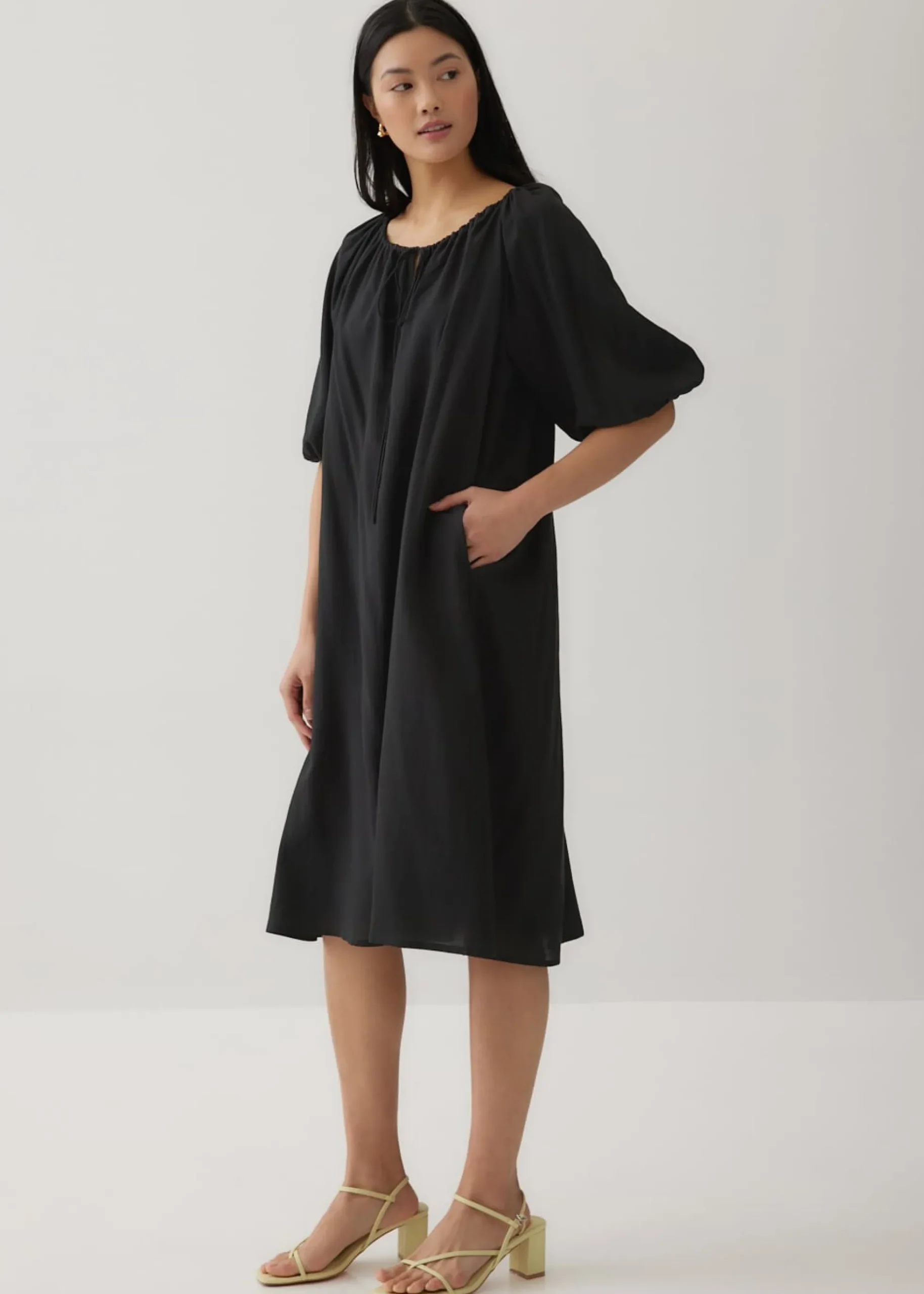 Levi Notch Neck Puff Sleeve Dress