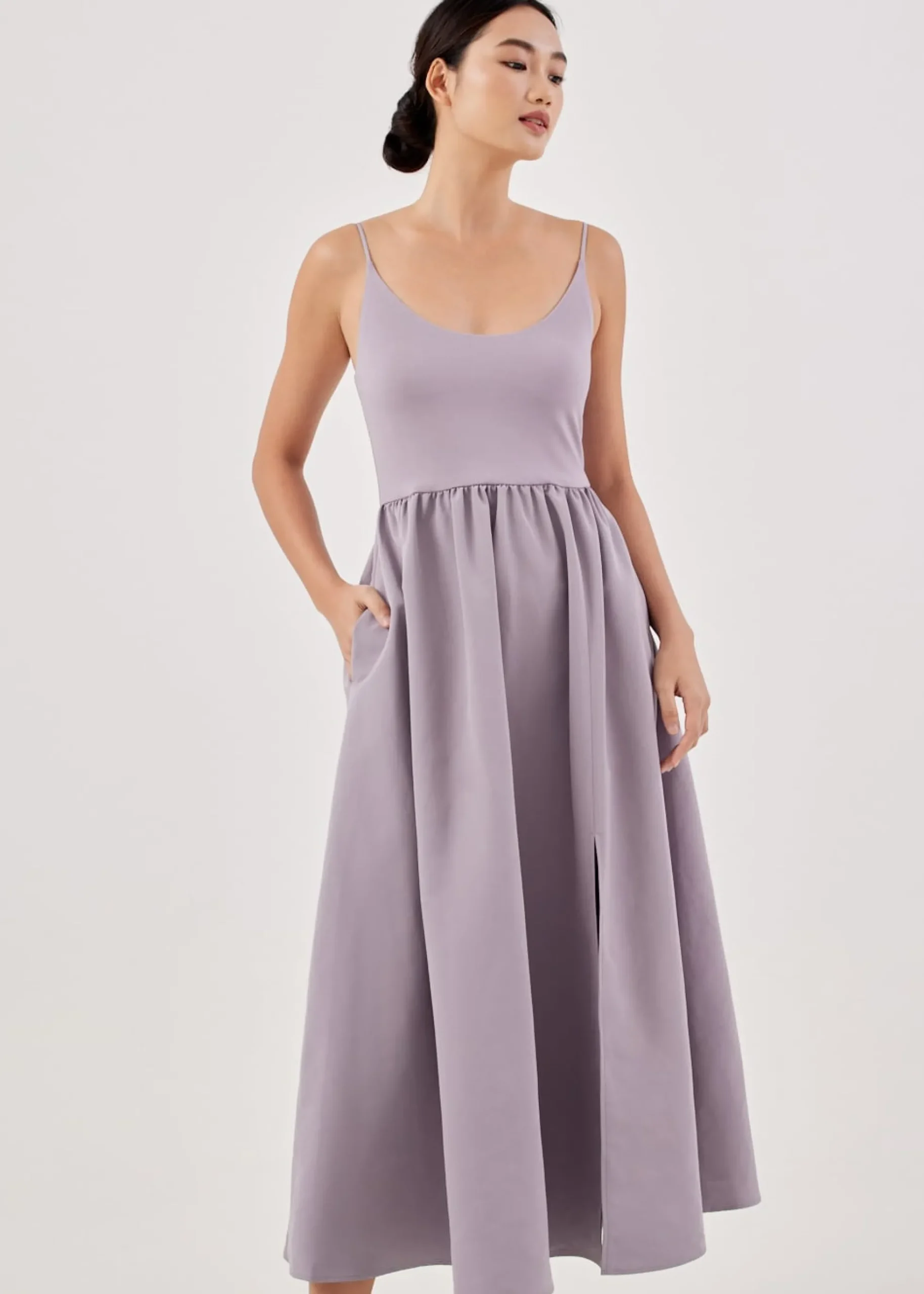 Lexa Contrast Scoop Neck Flare Dress
