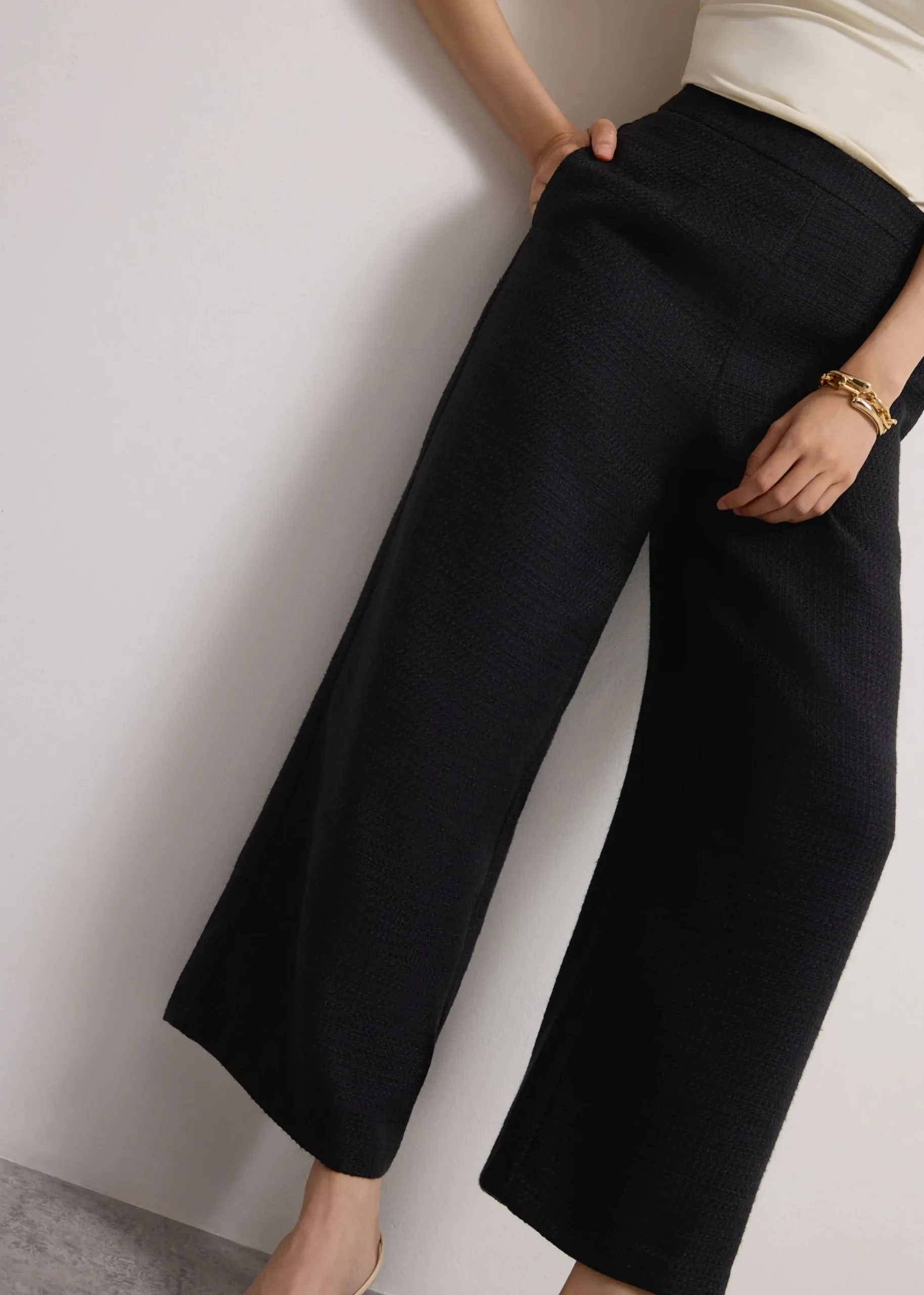 Lia Tweed High Waist Wide Leg Culottes