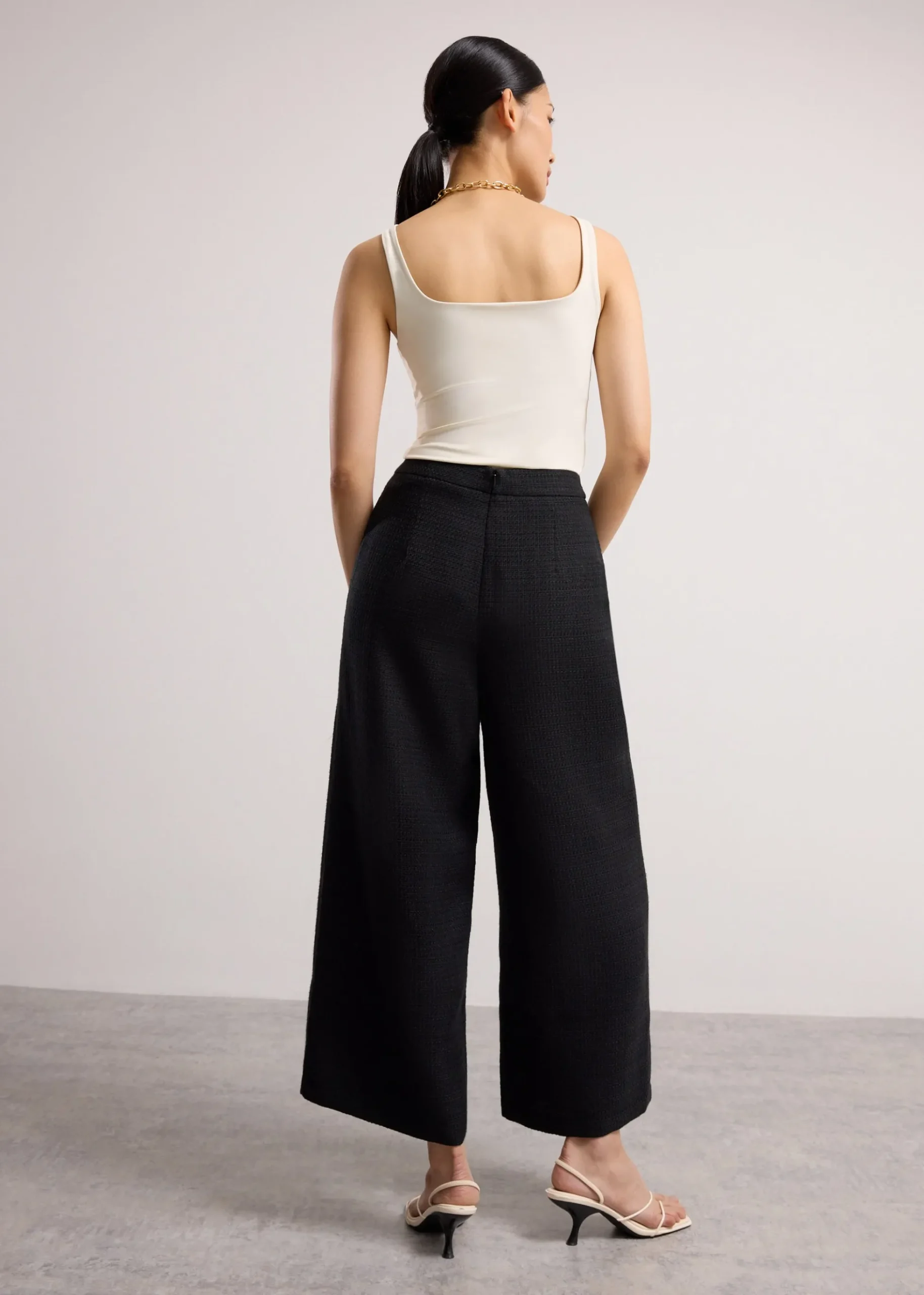 Lia Tweed High Waist Wide Leg Culottes