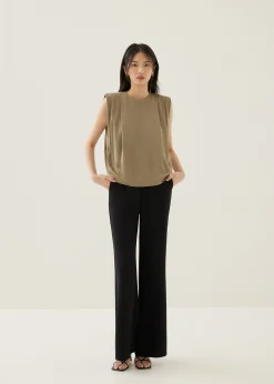 Lianne Shoulder Padded Pleated Top