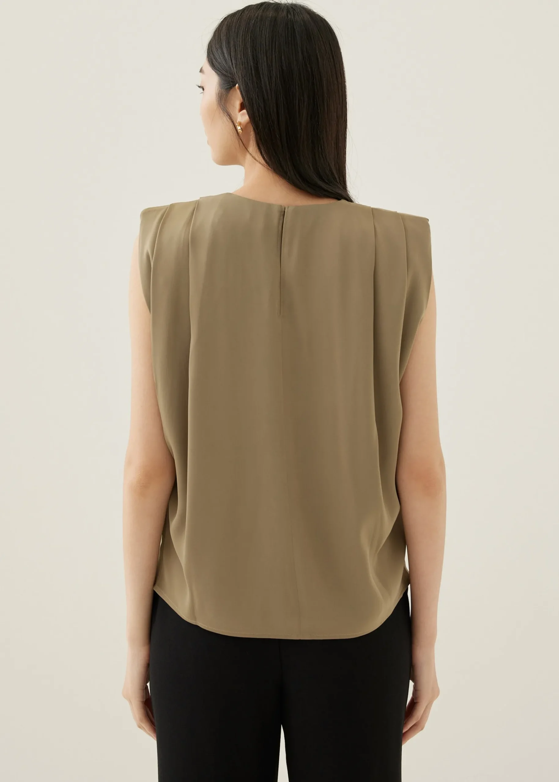 Lianne Shoulder Padded Pleated Top