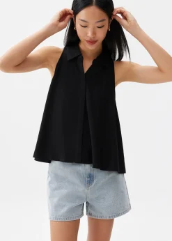 Linen Collared Swing Top