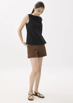 Linen Round Neck Boxy Shell Top