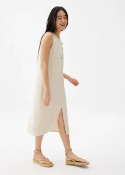 Linen Shift Midi Dress