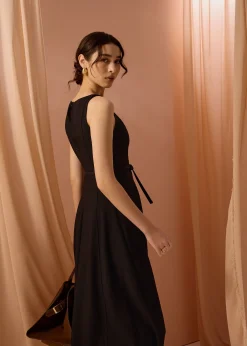 Ling Belted Boat Neck Fit & Flare Midaxi Dress