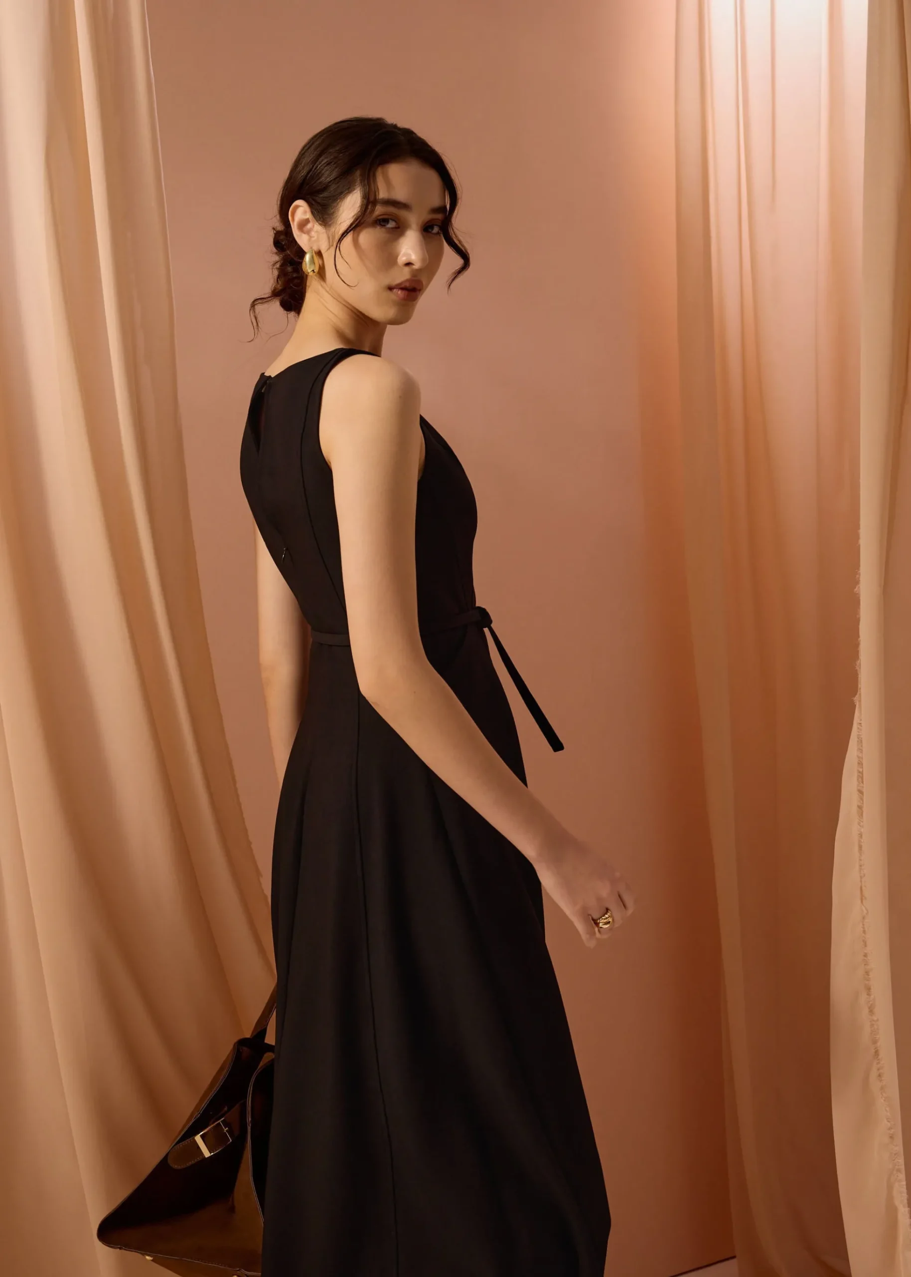 Ling Belted Boat Neck Fit & Flare Midaxi Dress