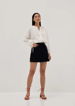 Lira Textured Tie Cuff Poet Blouse
