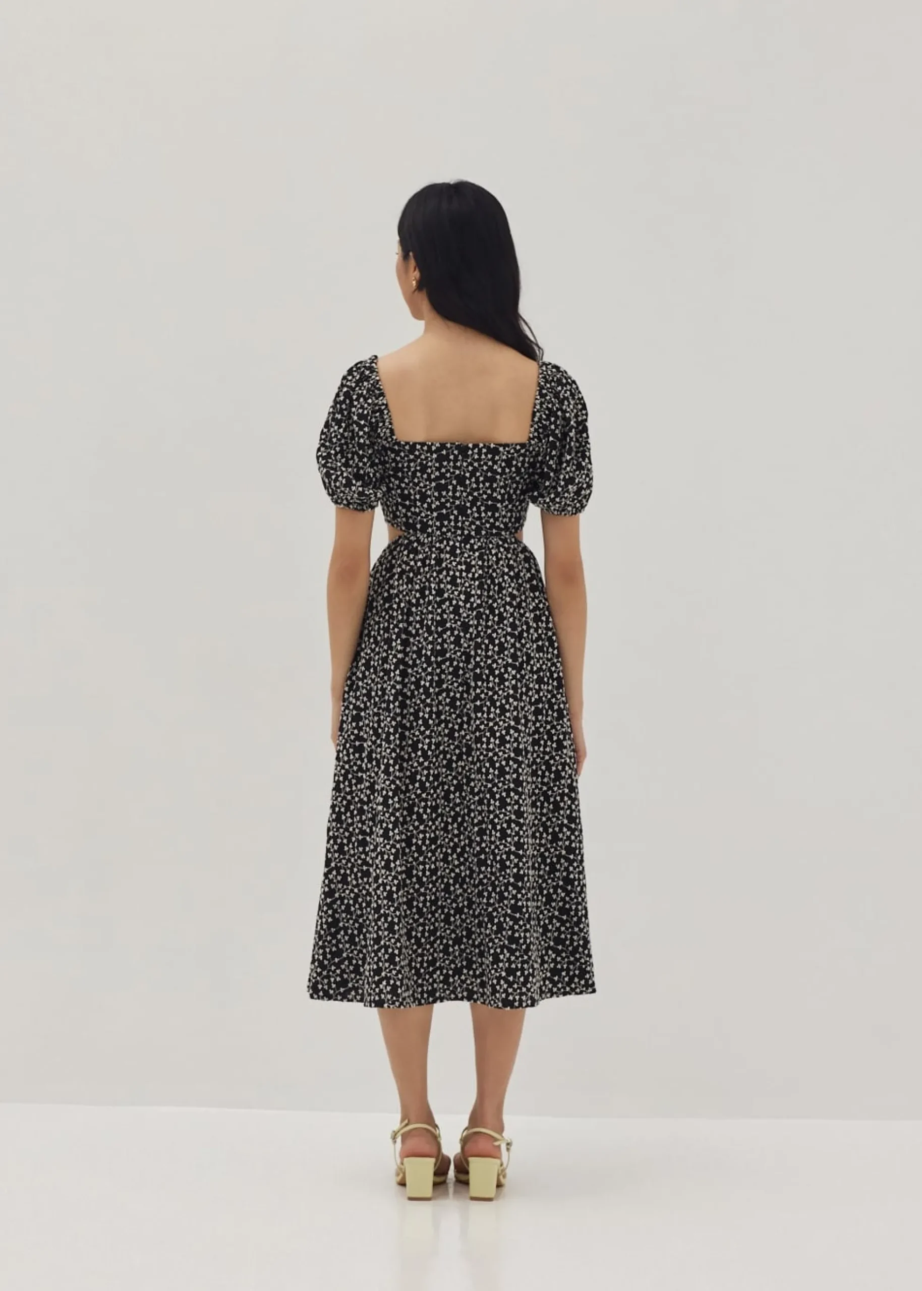 Liza Padded Embroidered Cut Out Midi Dress