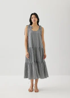 Loanne Gingham Trapeze Dress