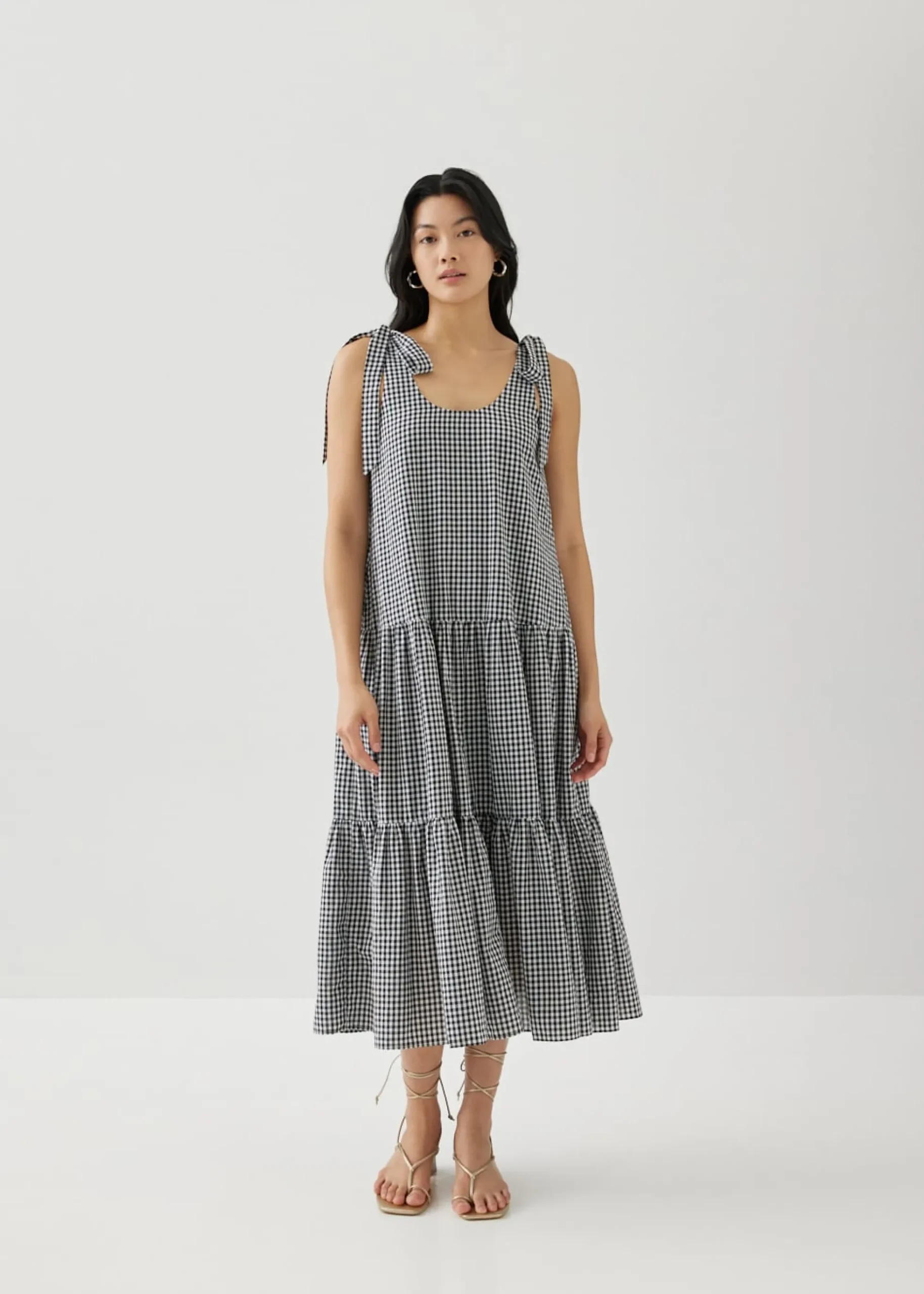 Loanne Gingham Trapeze Dress
