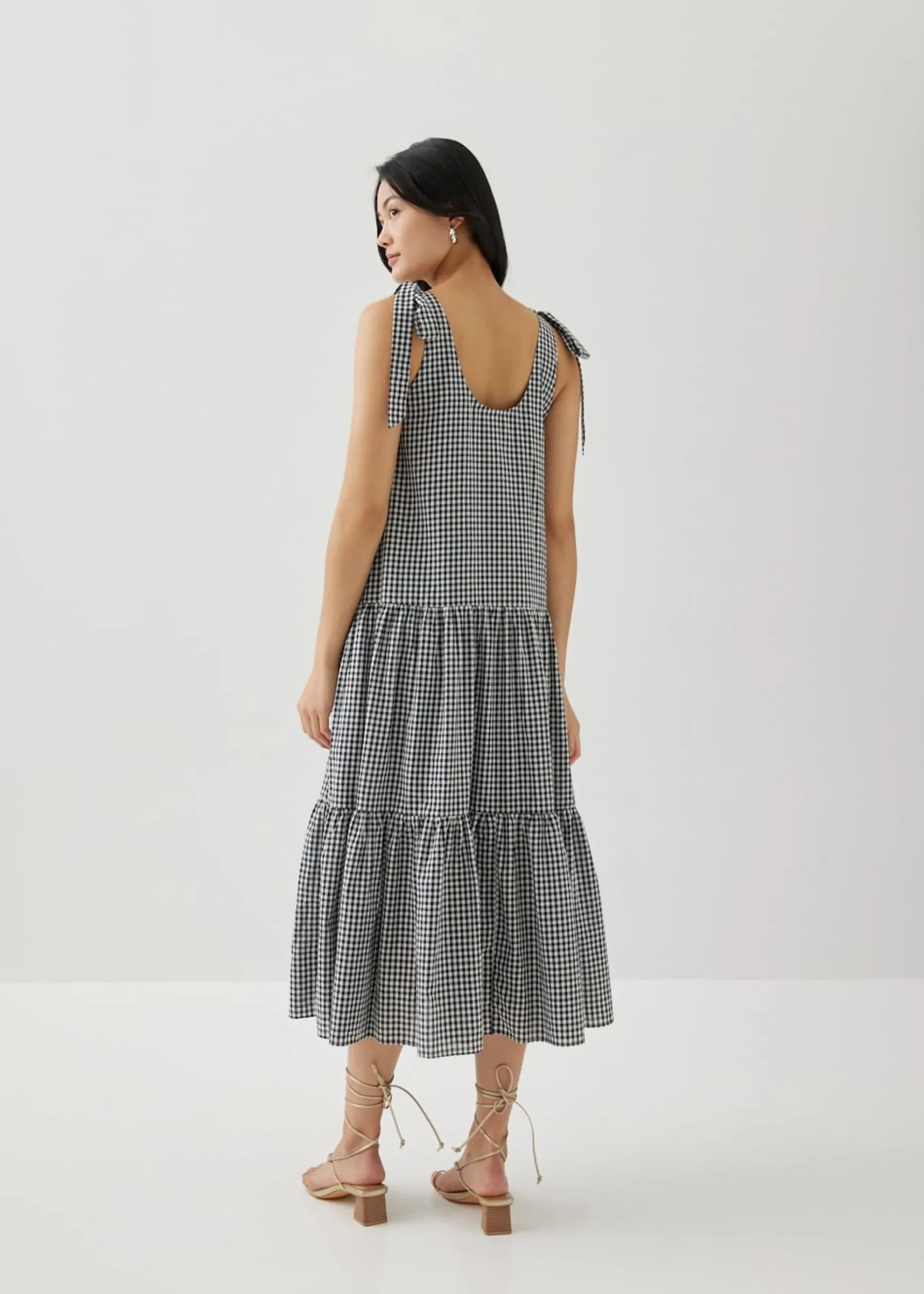 Loanne Gingham Trapeze Dress