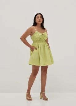 Lolit Cotton Ruched Fit & Flare Dress