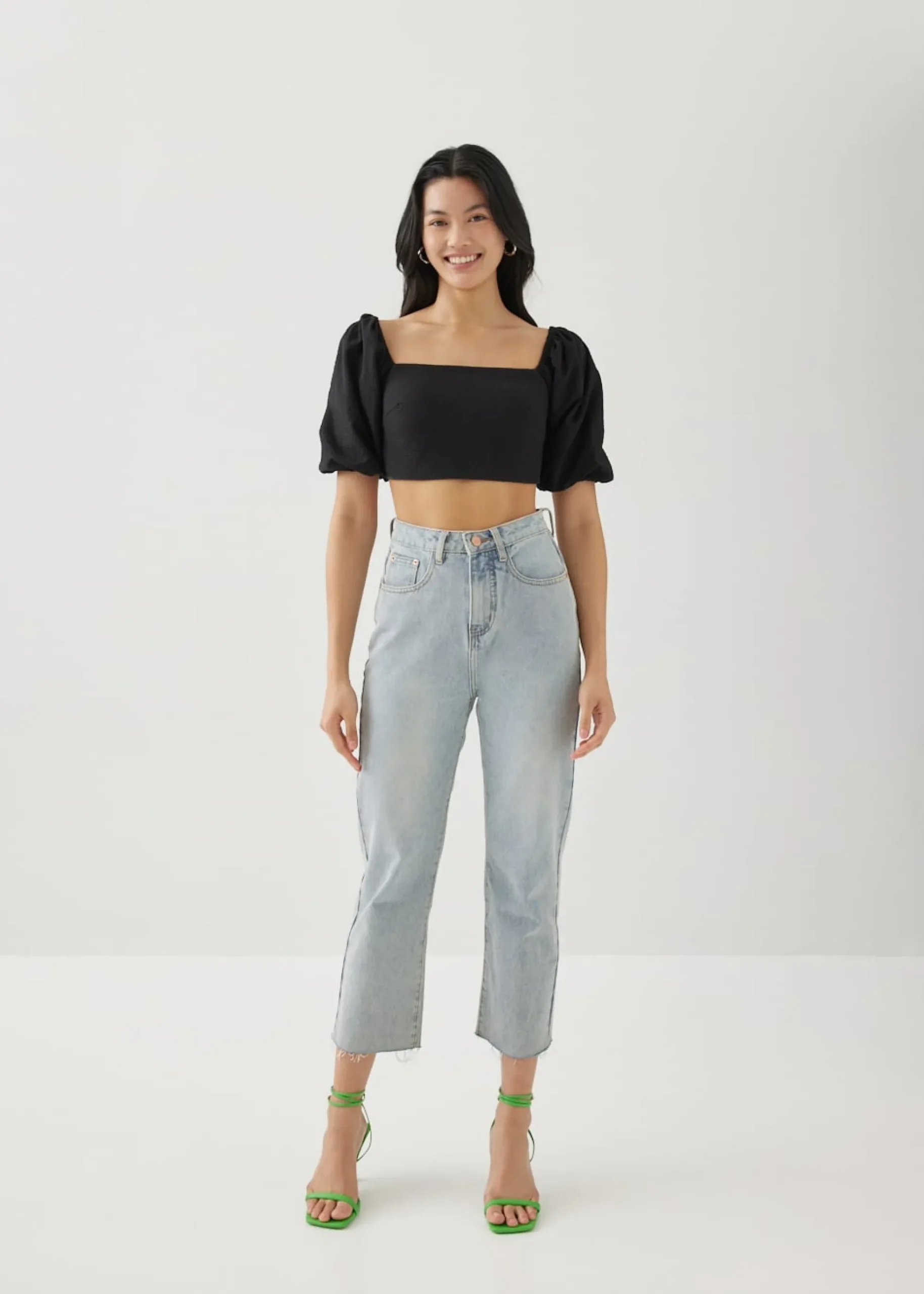 Lottie Padded Elastic Puff Sleeve Top