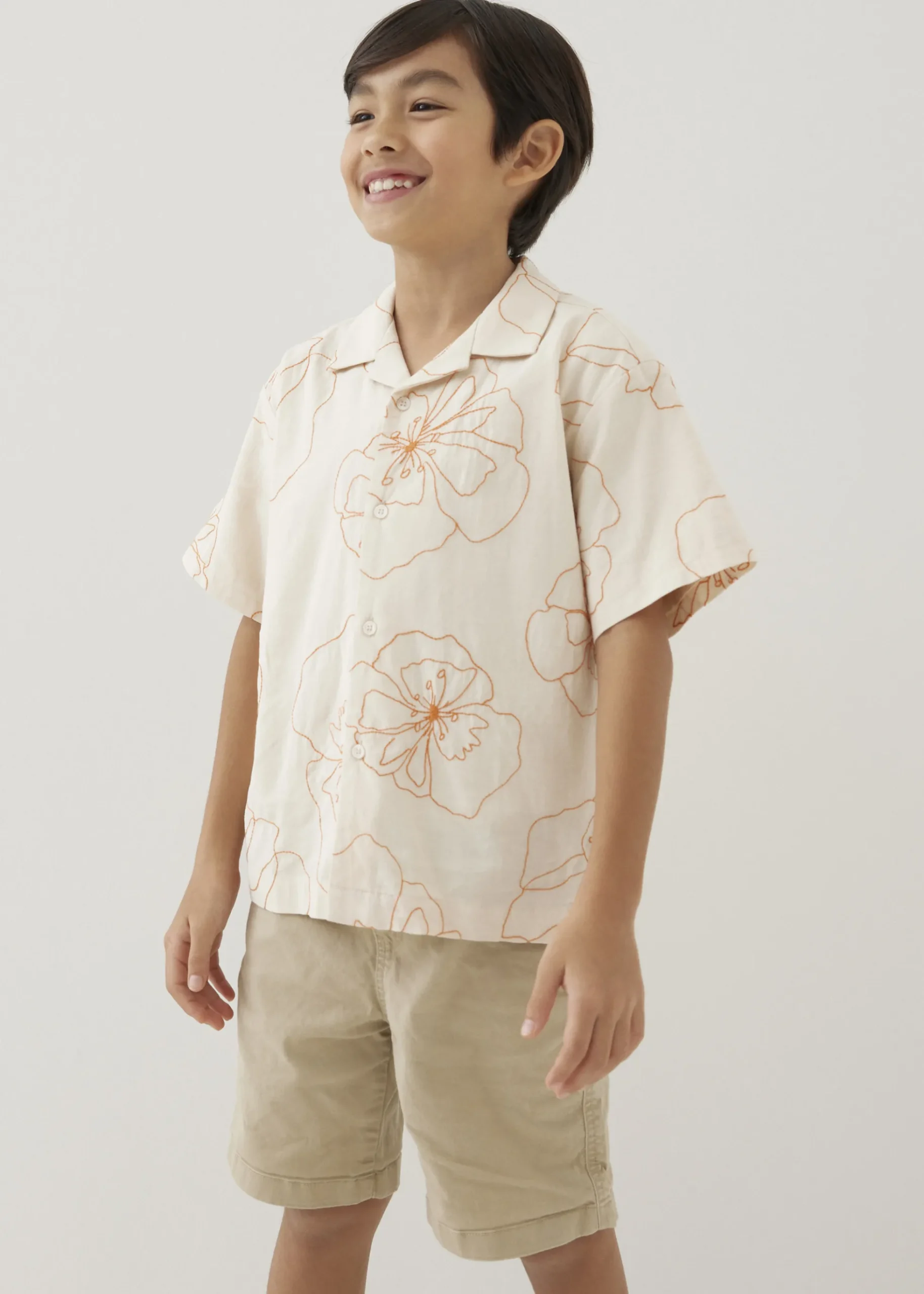 Lucas Embroidered Collared Shirt in Rekindled Blooms