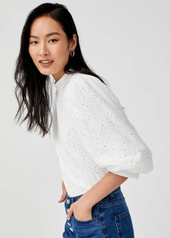 Lucia Broderie Anglaise Balloon Sleeve Blouse