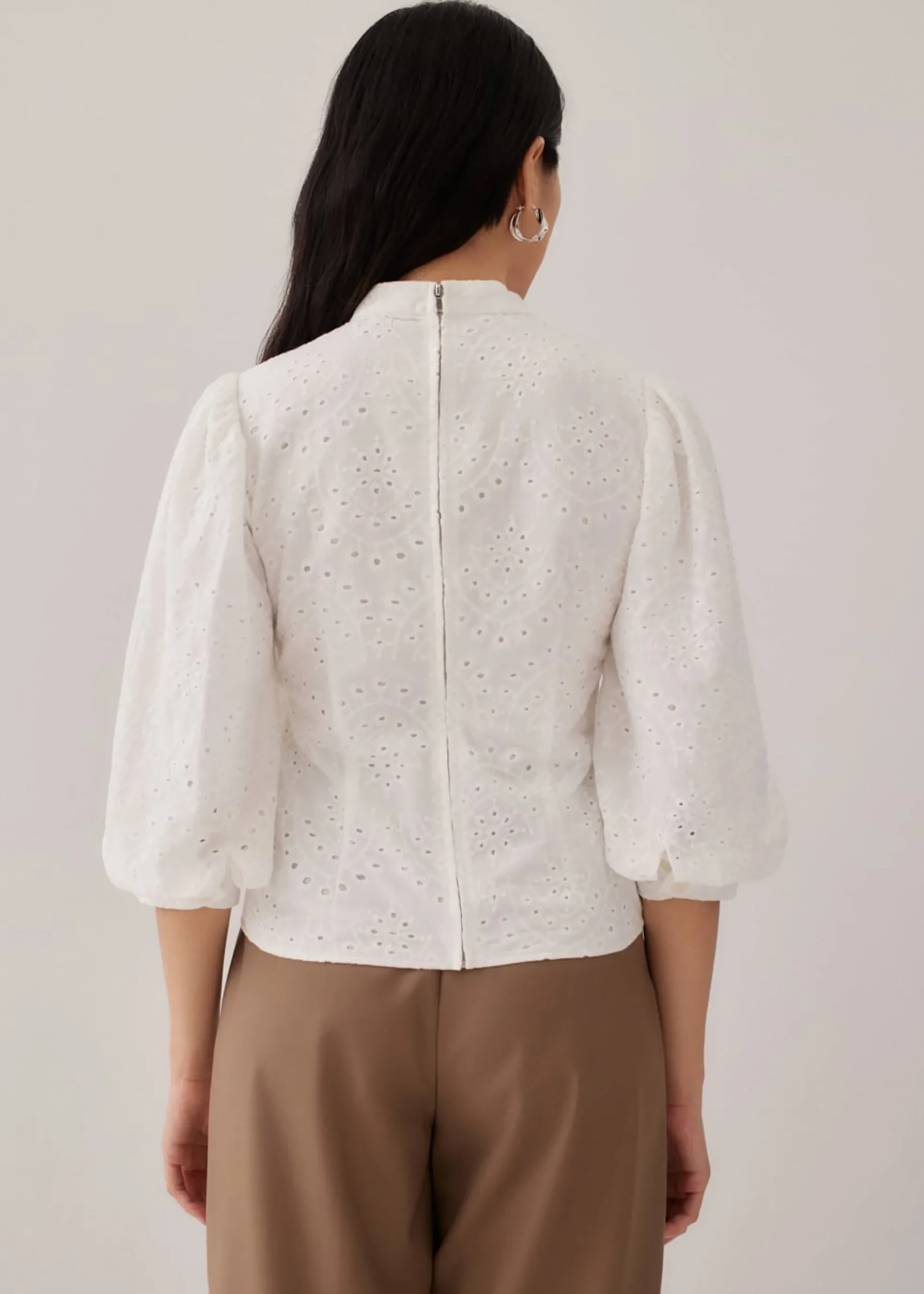 Lucia Broderie Anglaise Balloon Sleeve Blouse