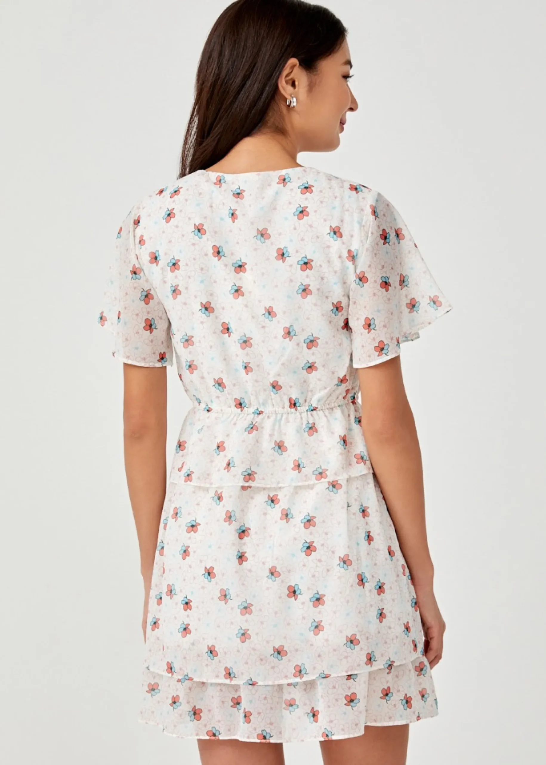 Luella Drawstring Tiered Ruffle Hem Dress in Daisy Dreams