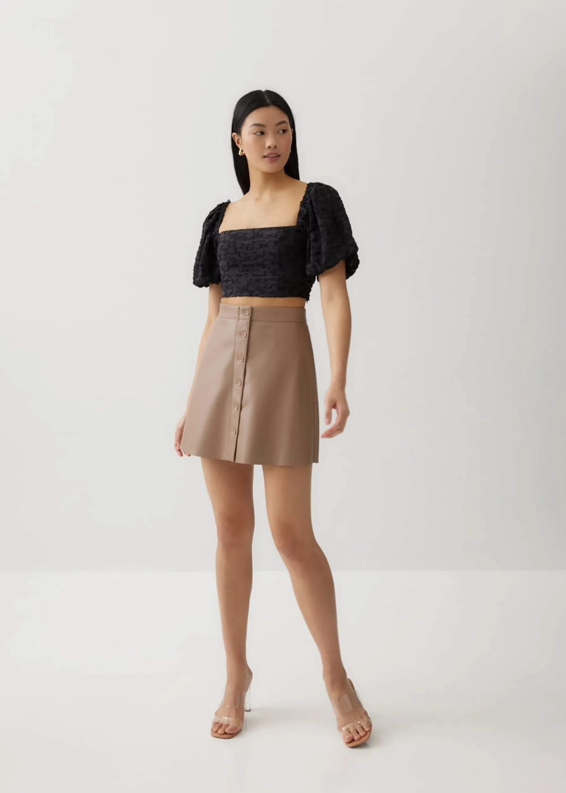Luz Textured Cross Back Crop Top