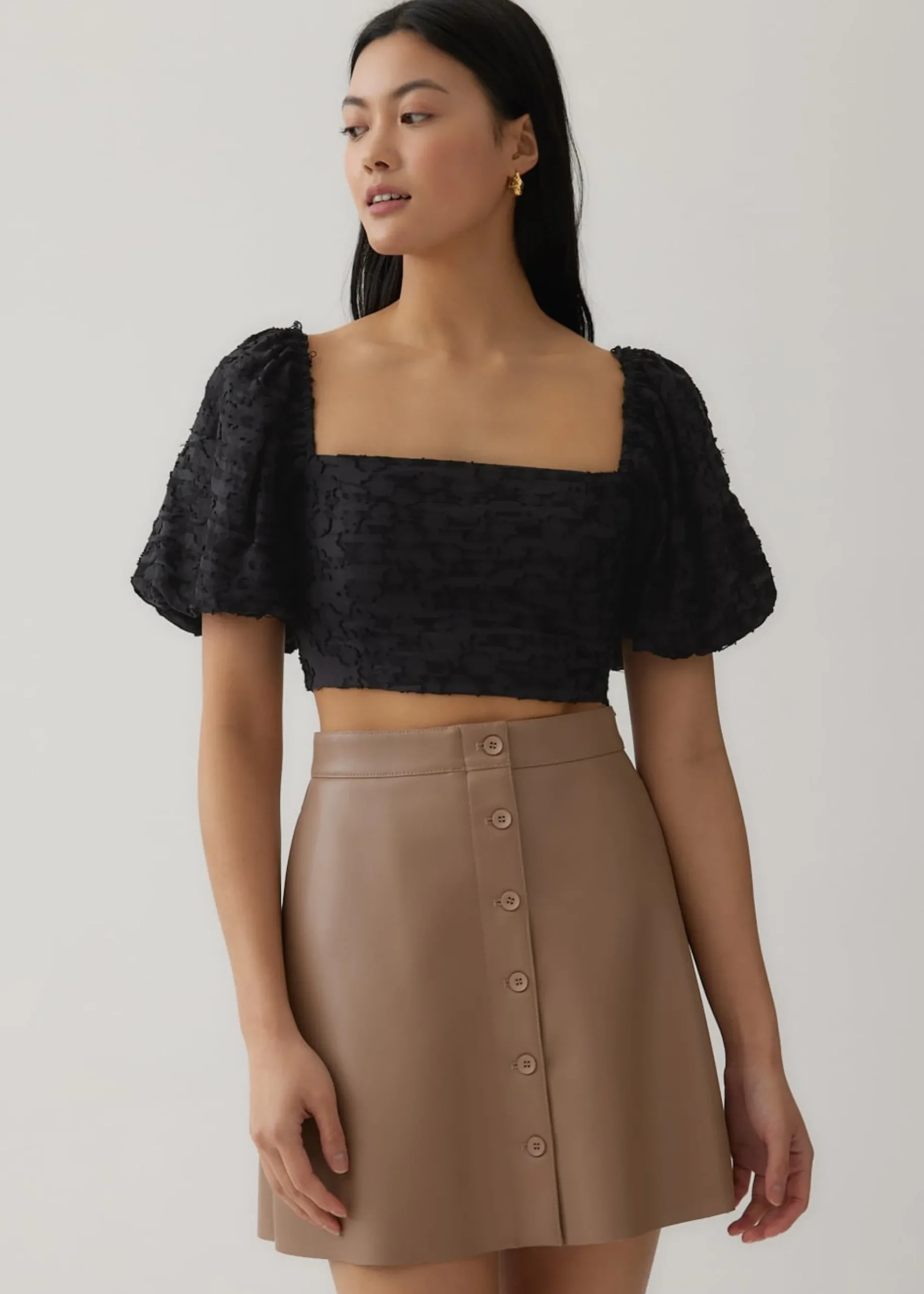 Luz Textured Cross Back Crop Top