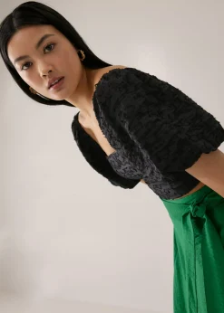 Luz Textured Cross Back Crop Top