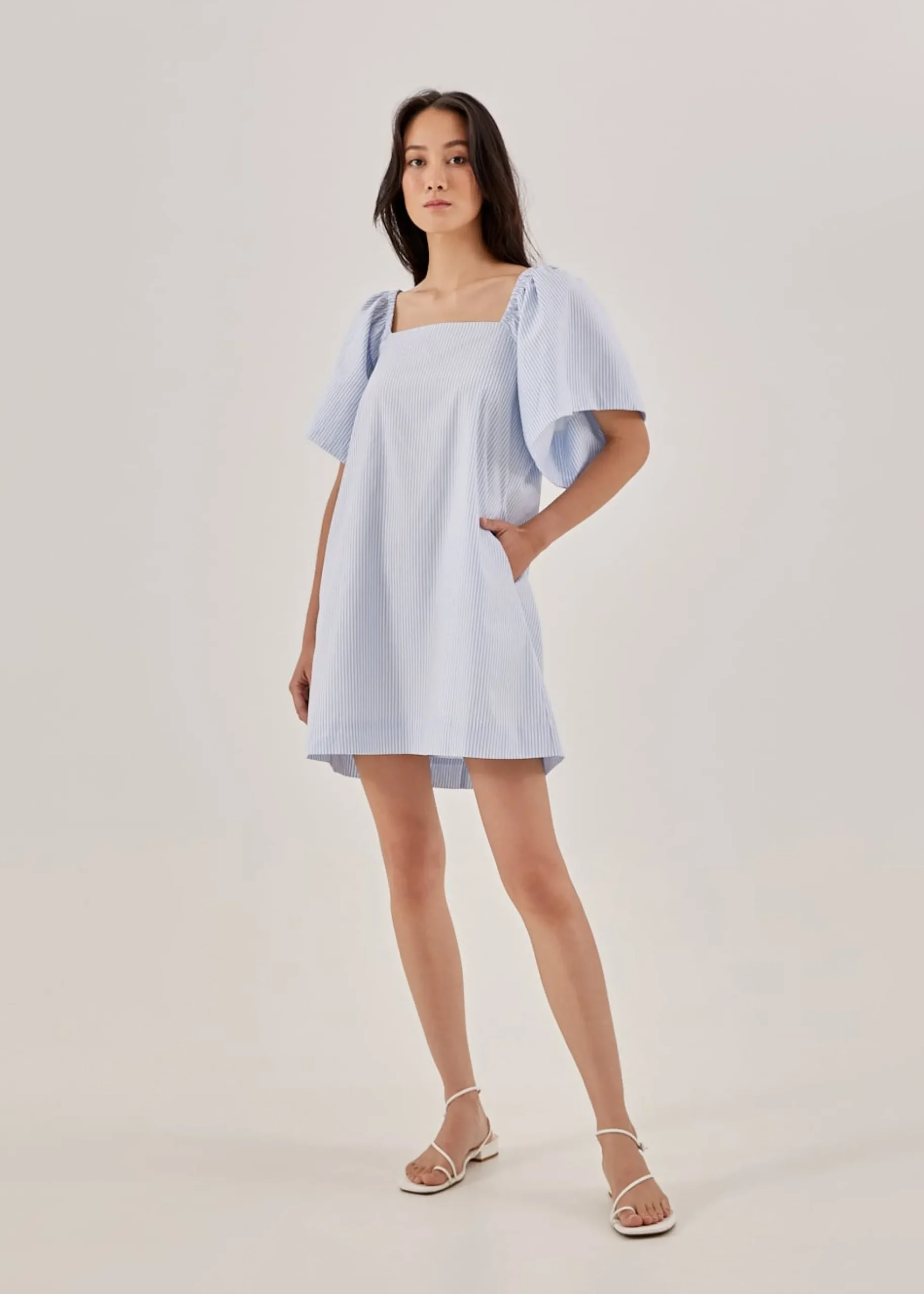 Lylah Pinstripe Trapeze Dress
