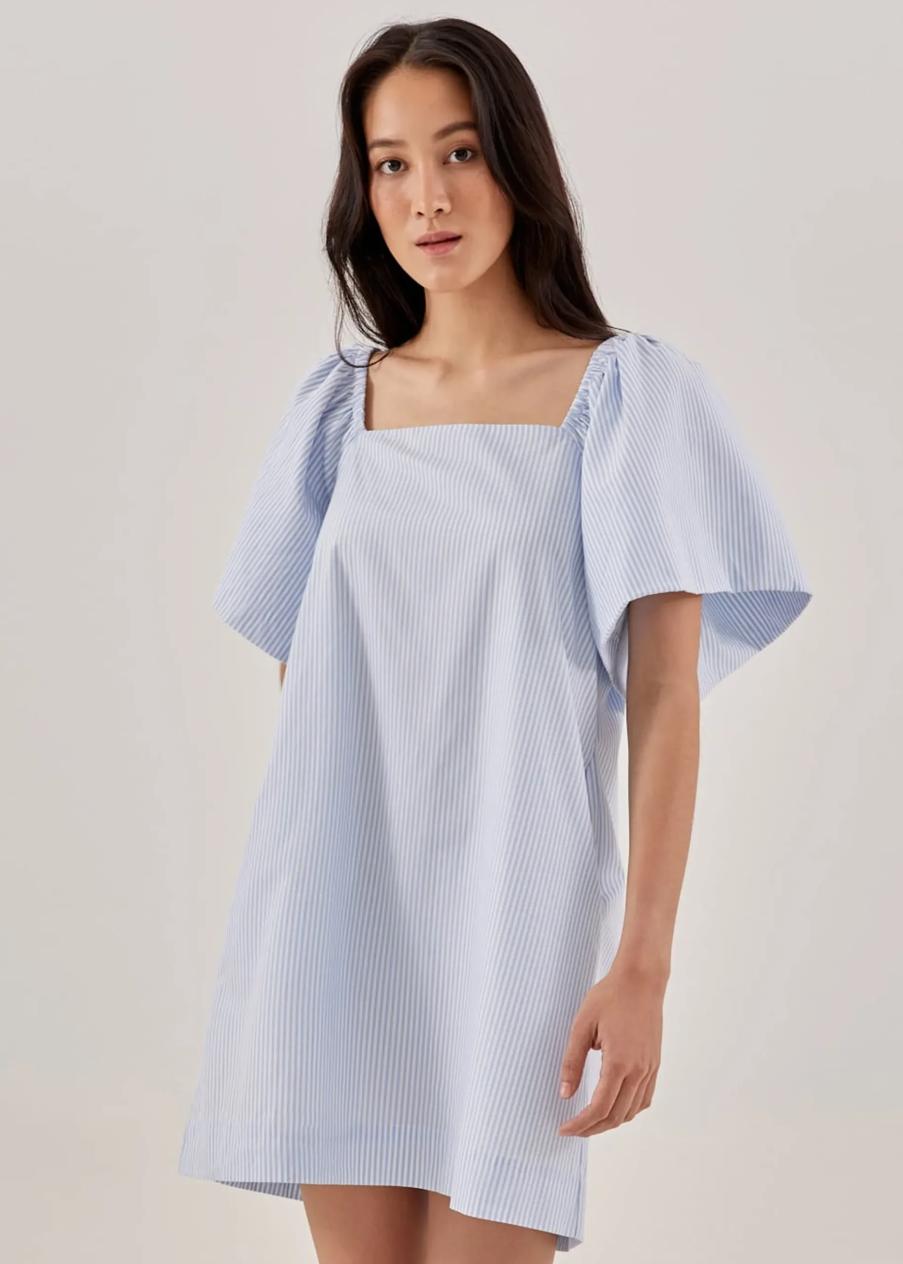 Lylah Pinstripe Trapeze Dress