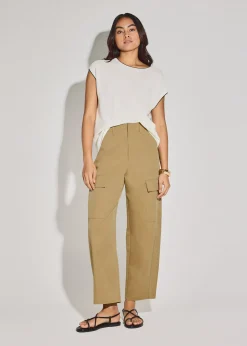 Lyocell Cargo Mid Waist Cocoon Pants