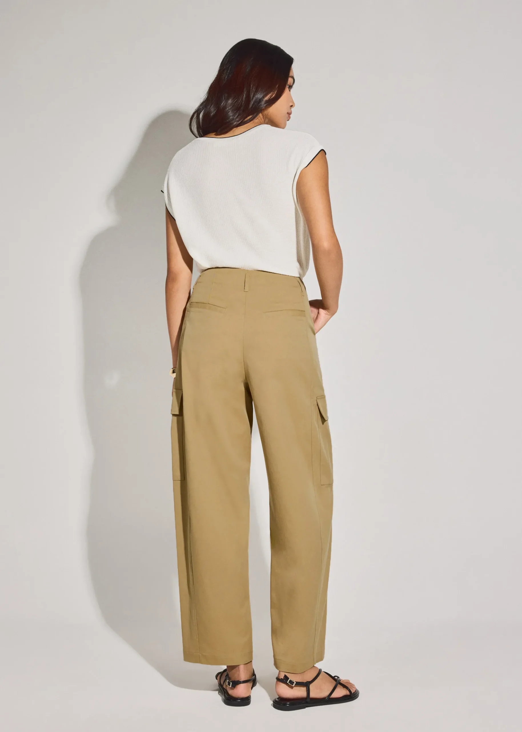 Lyocell Cargo Mid Waist Cocoon Pants