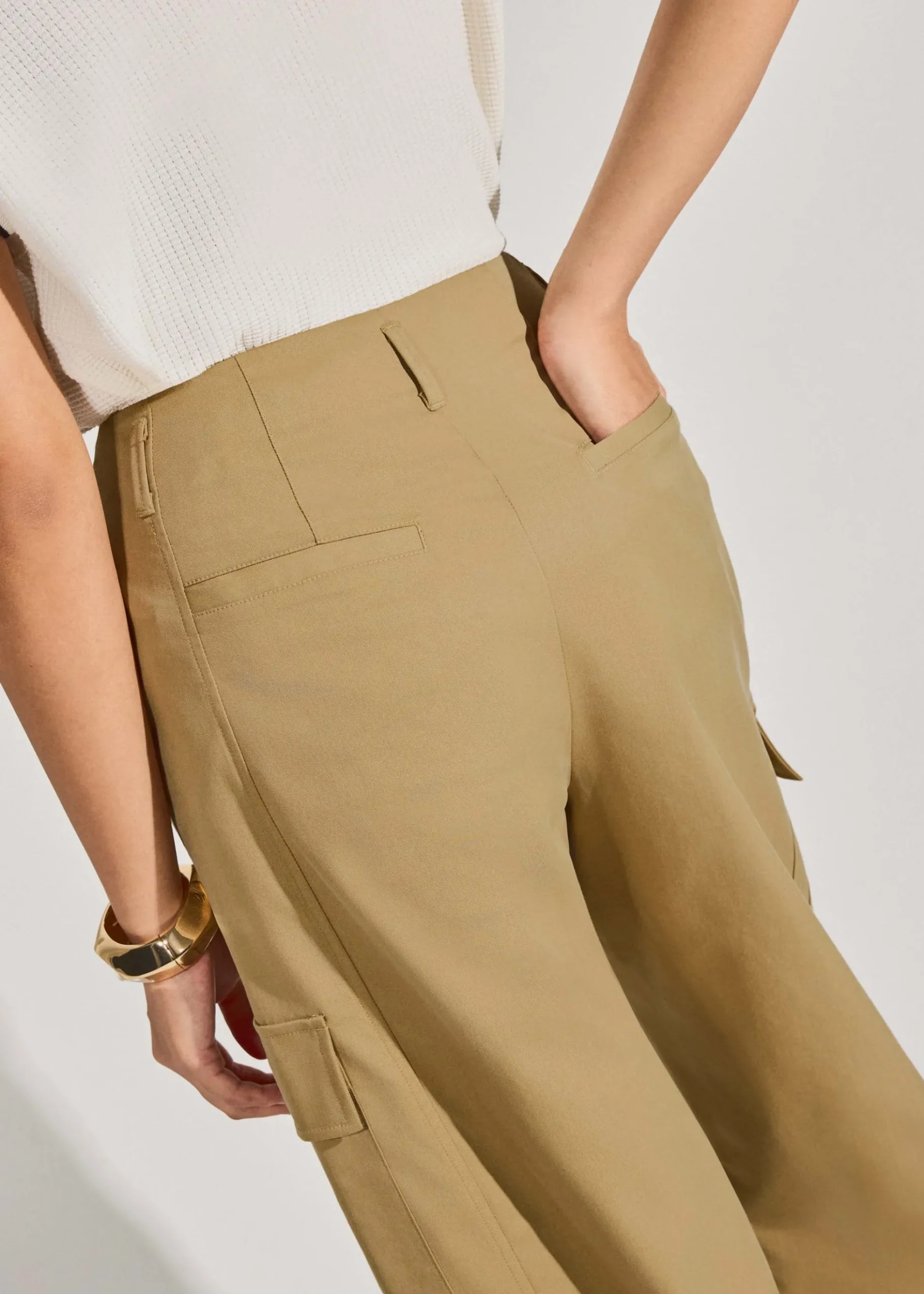 Lyocell Cargo Mid Waist Cocoon Pants