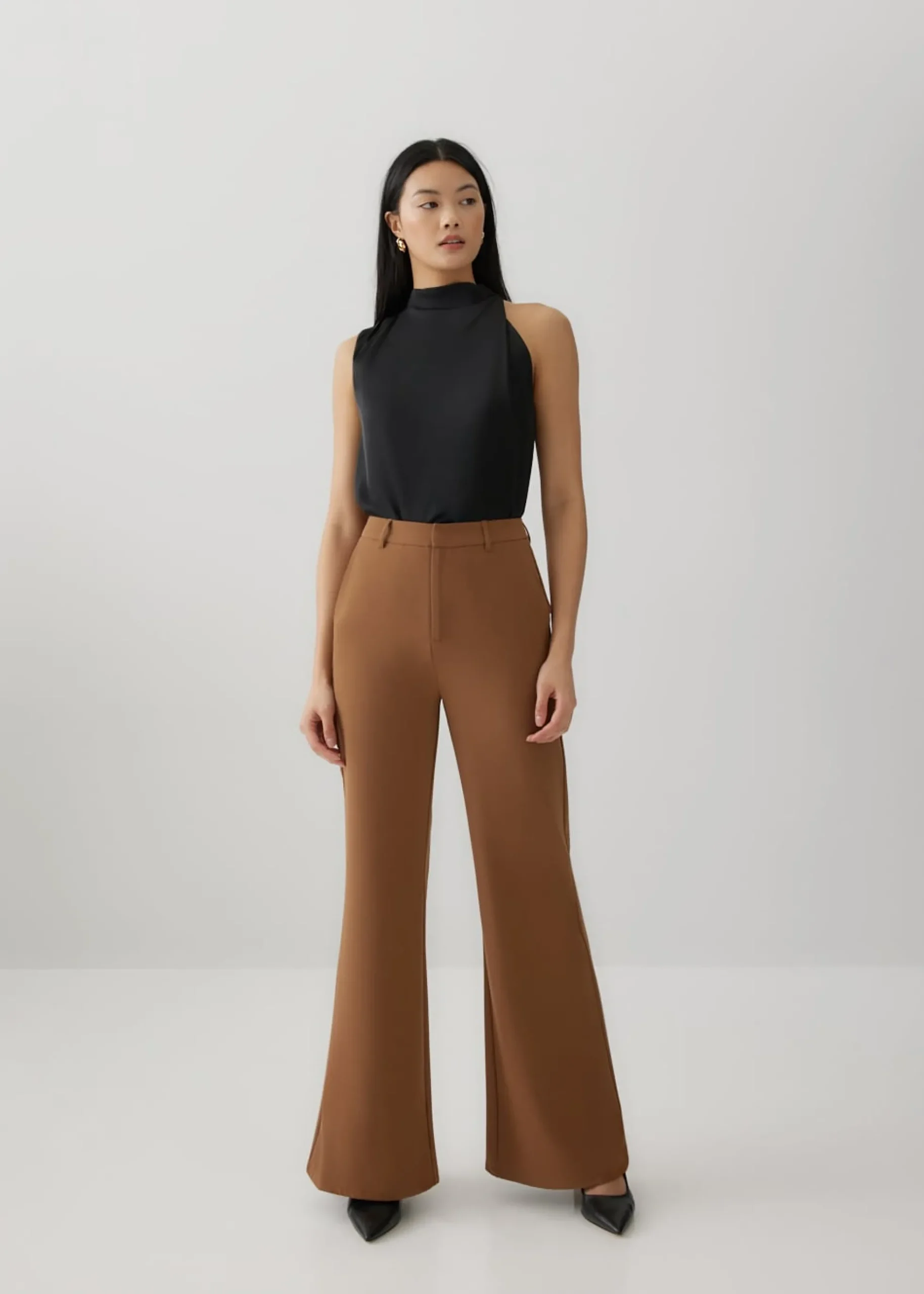Madelaine Satin Asymmetrical Drape Top