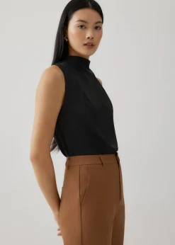 Madelaine Satin Asymmetrical Drape Top