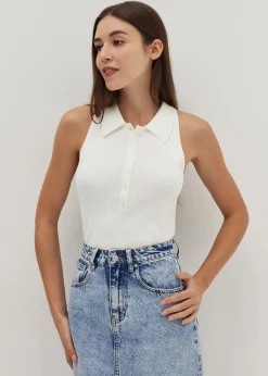 Maevis Button Down Polo Top