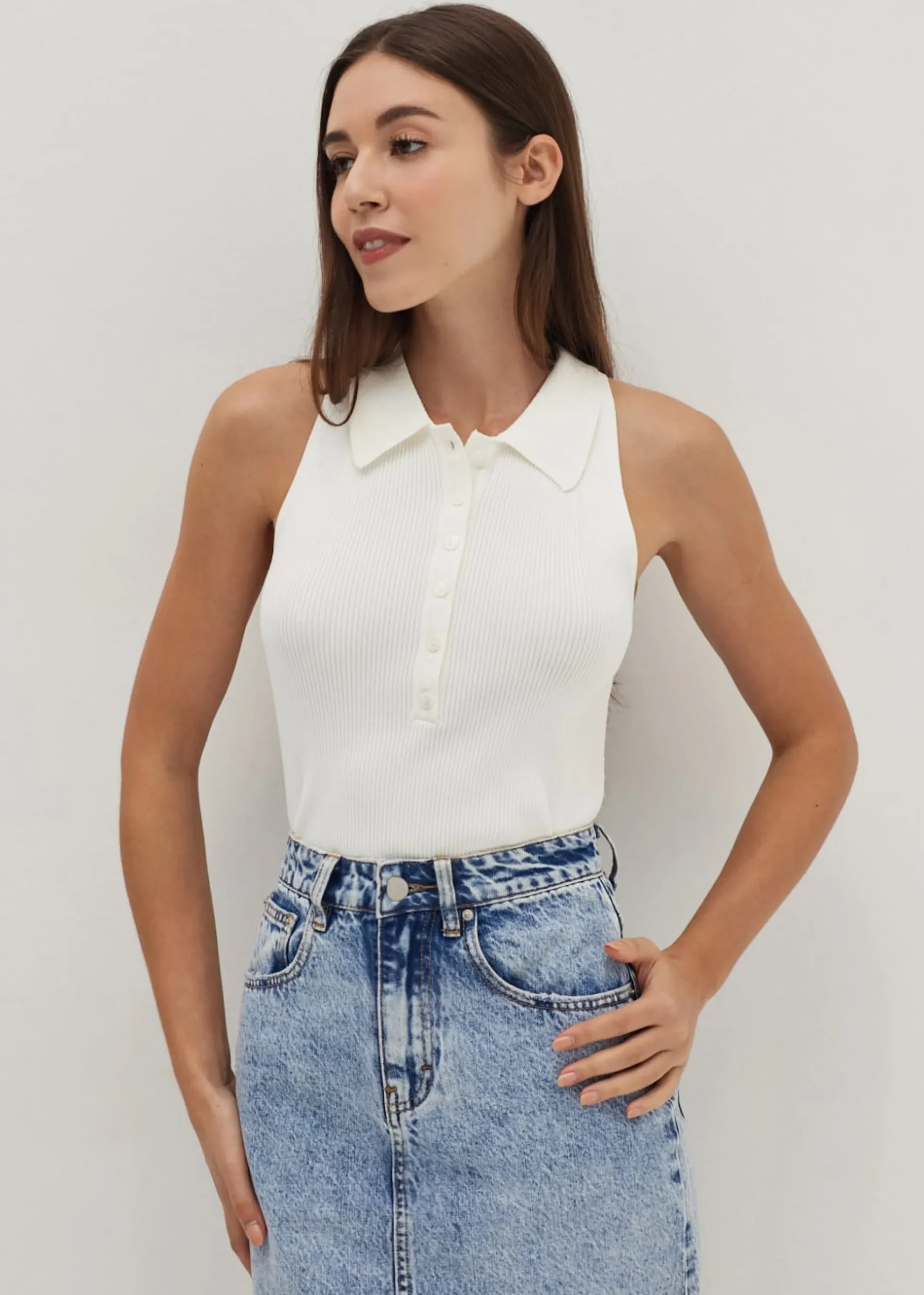Maevis Button Down Polo Top