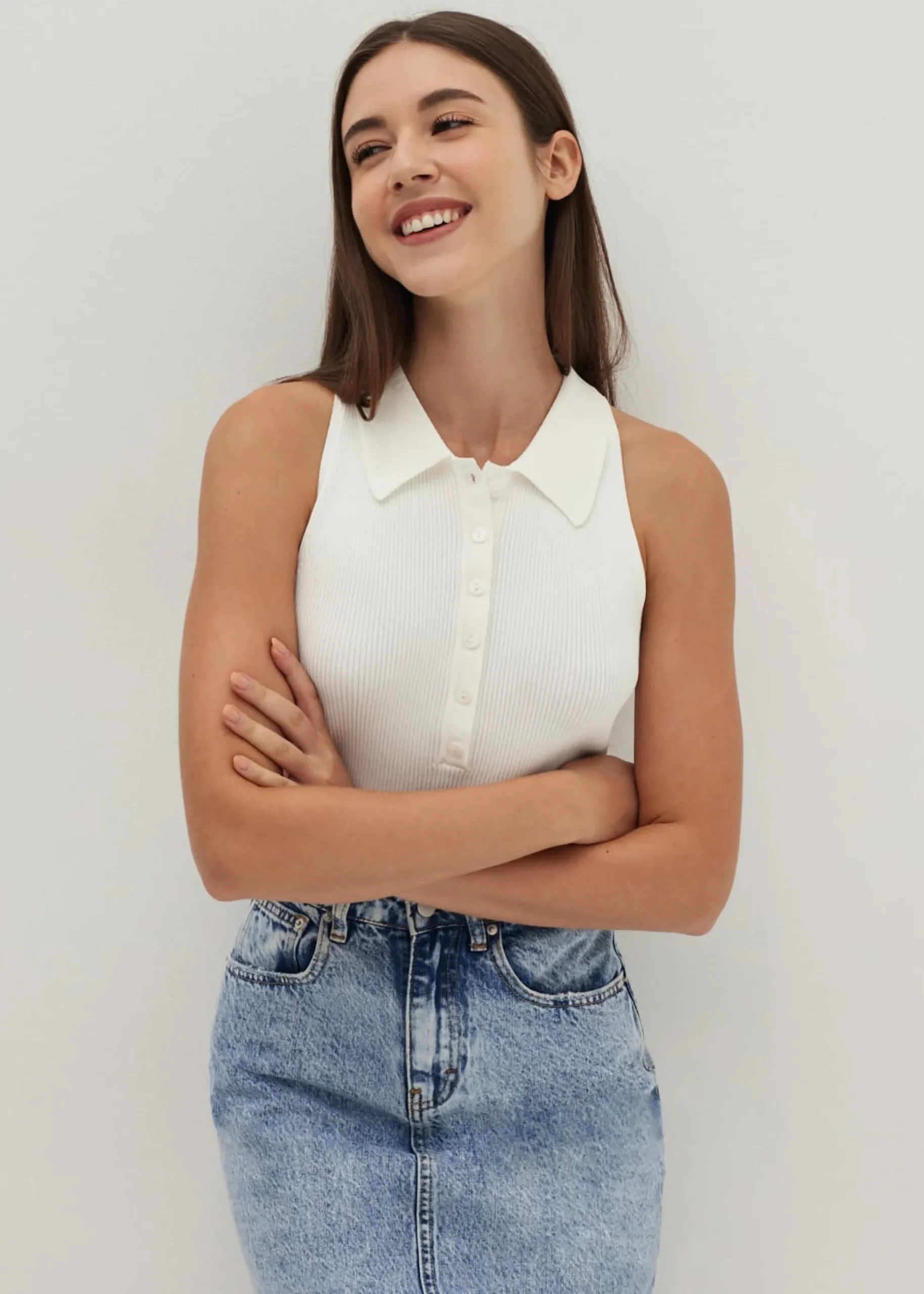 Maevis Button Down Polo Top