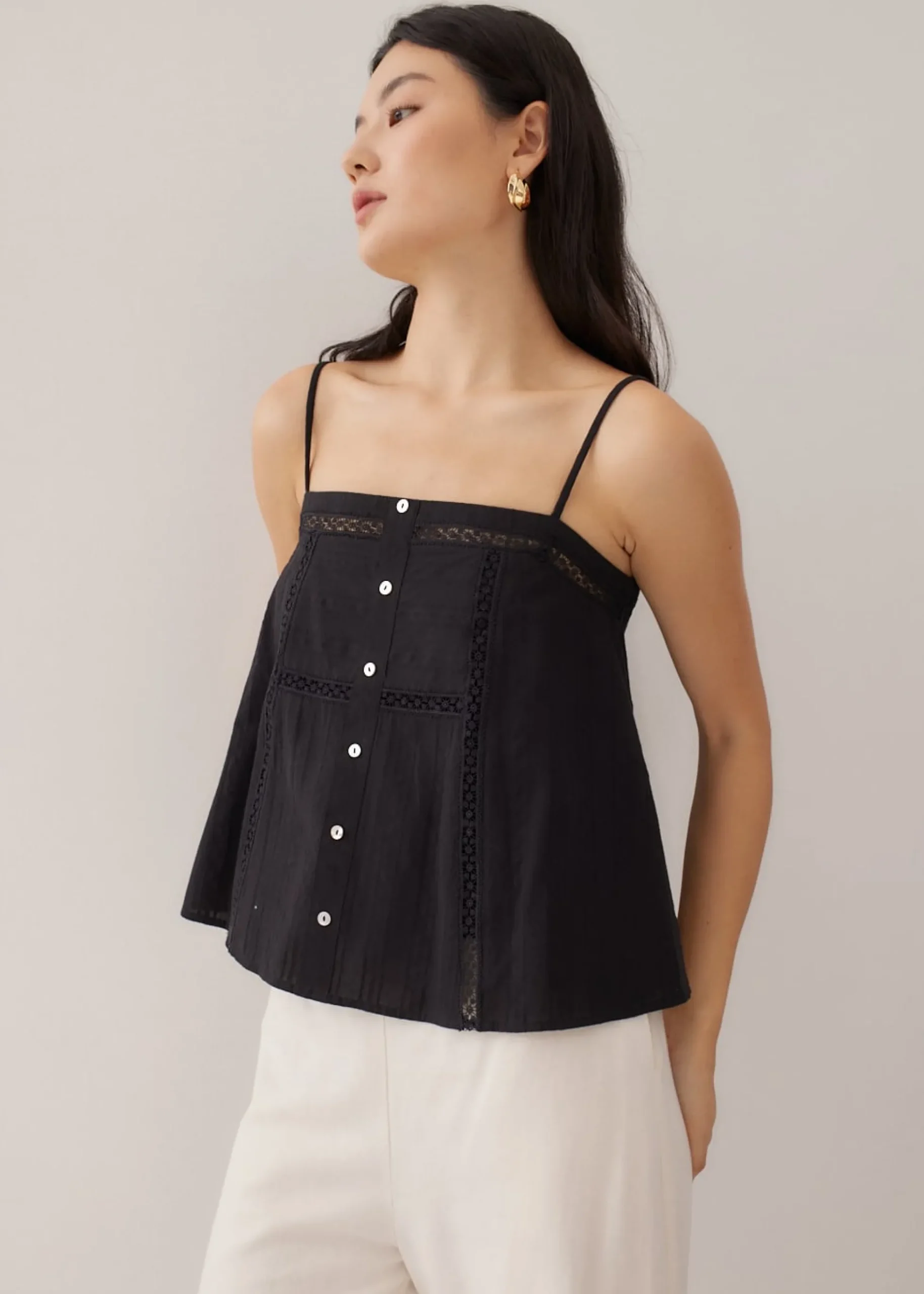 Maisa Lace Trim Straight Neck Camisole