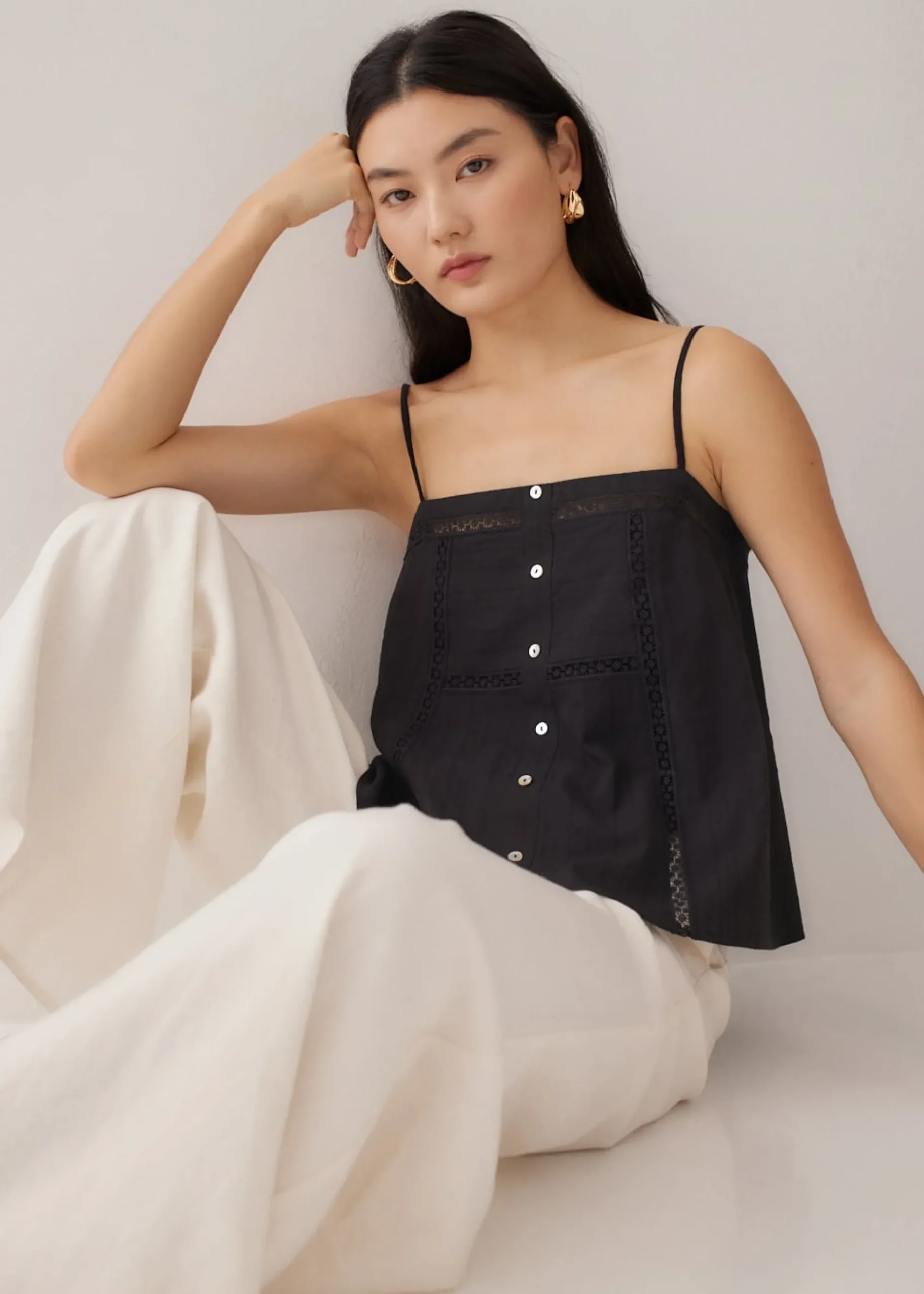 Maisa Lace Trim Straight Neck Camisole