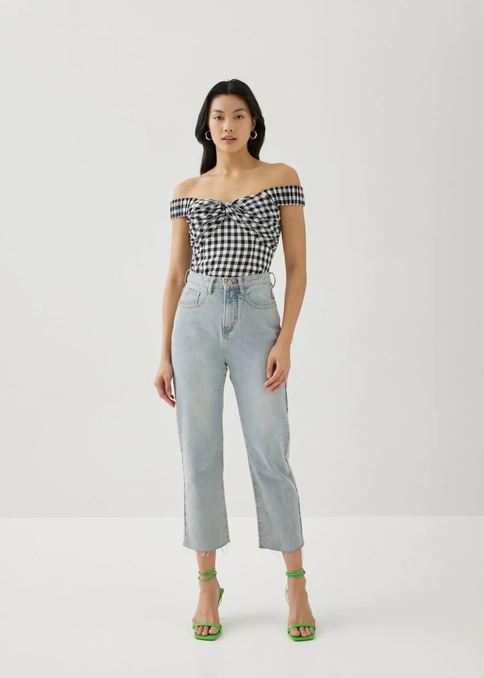 Maizie Gingham Off Shoulder Top