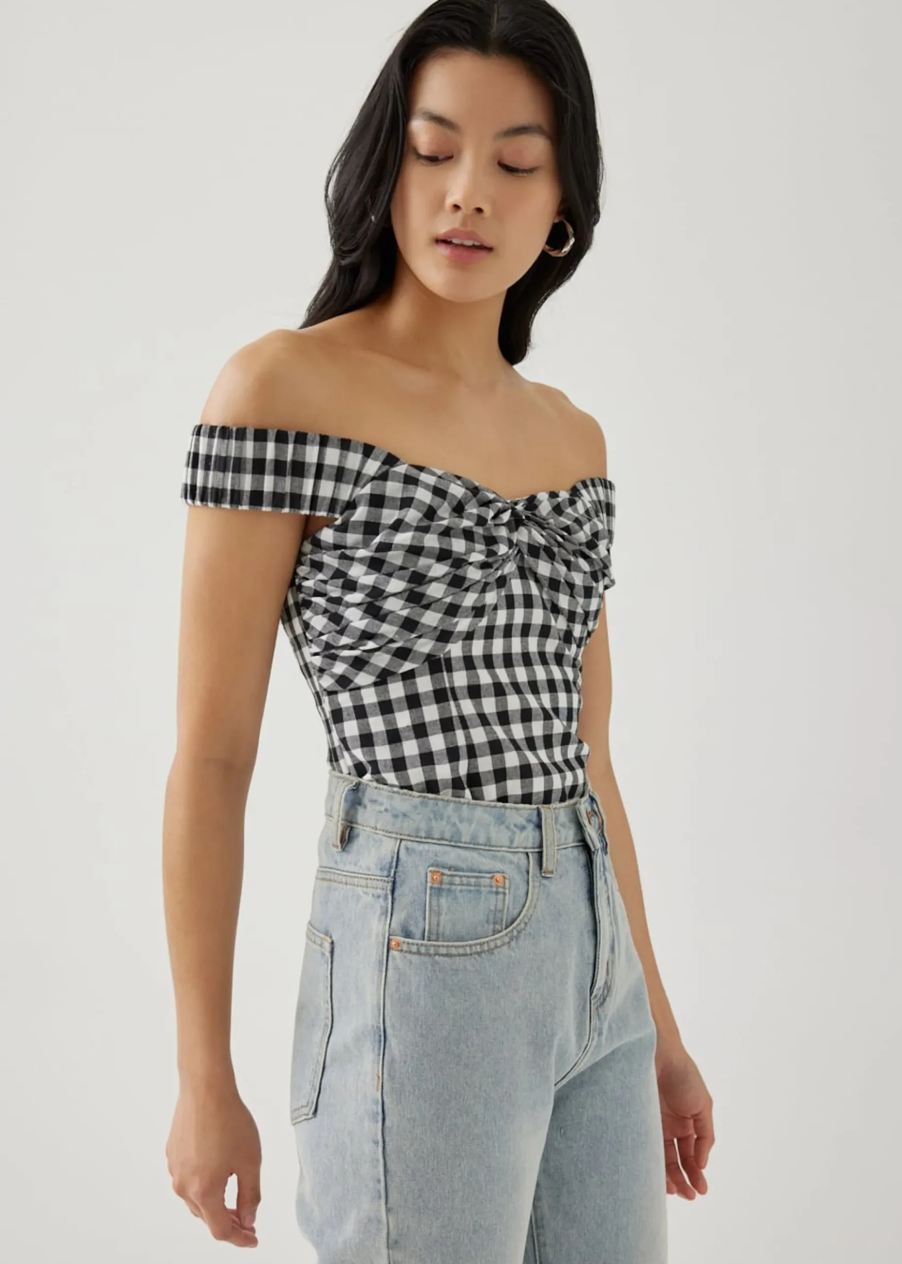 Maizie Gingham Off Shoulder Top