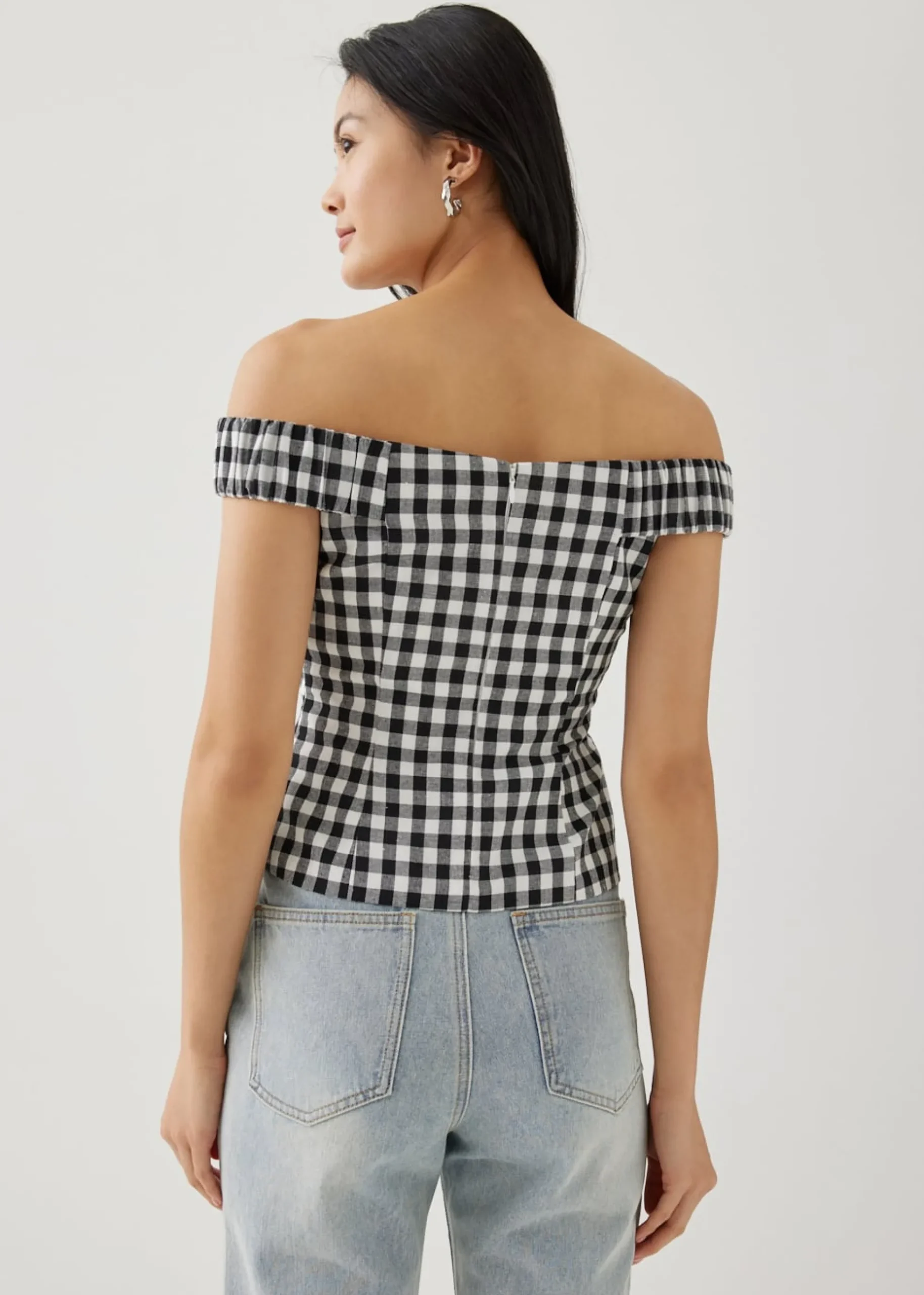Maizie Gingham Off Shoulder Top