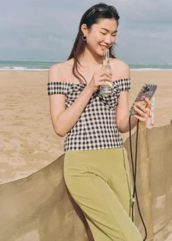 Maizie Gingham Off Shoulder Top