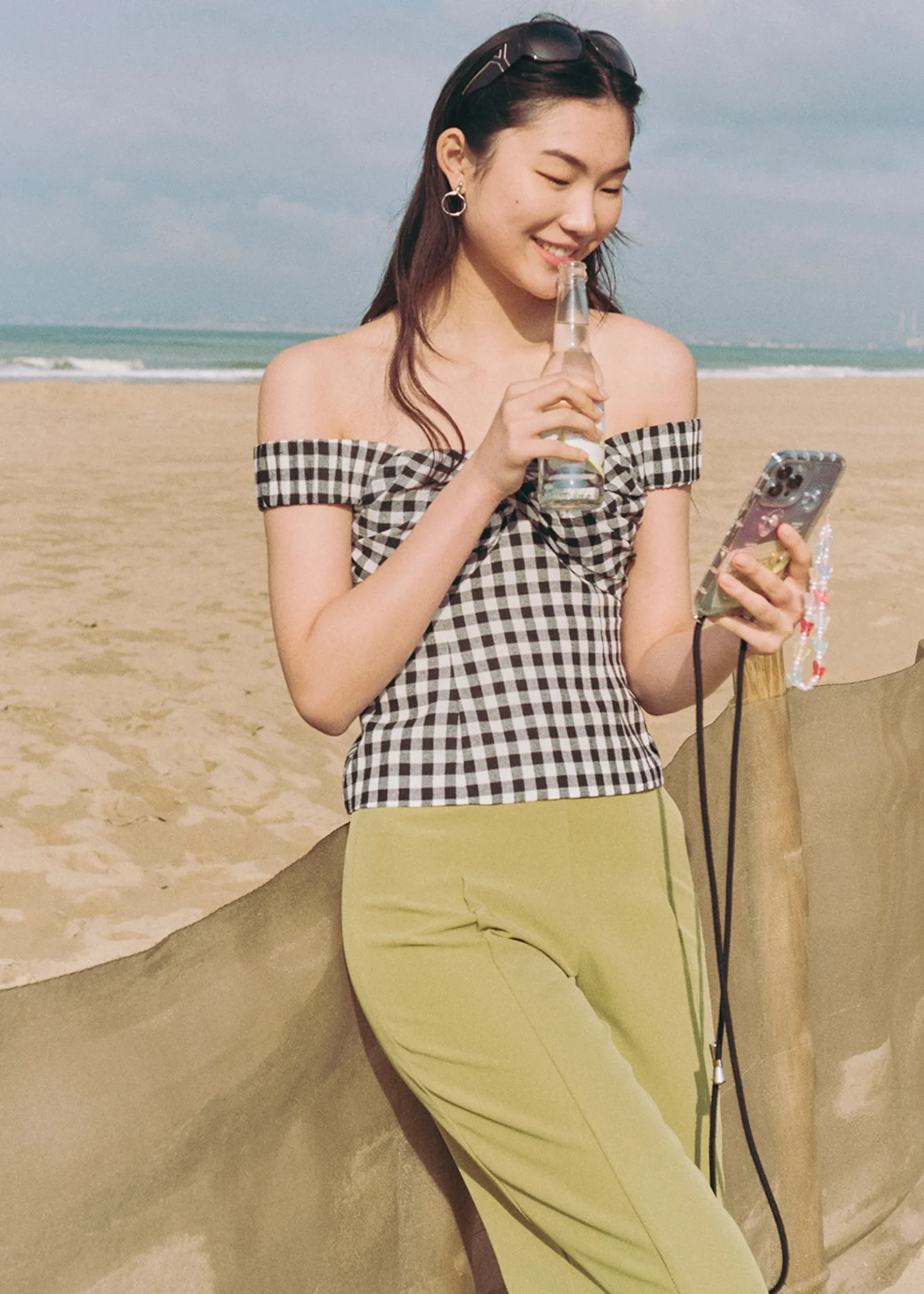 Maizie Gingham Off Shoulder Top
