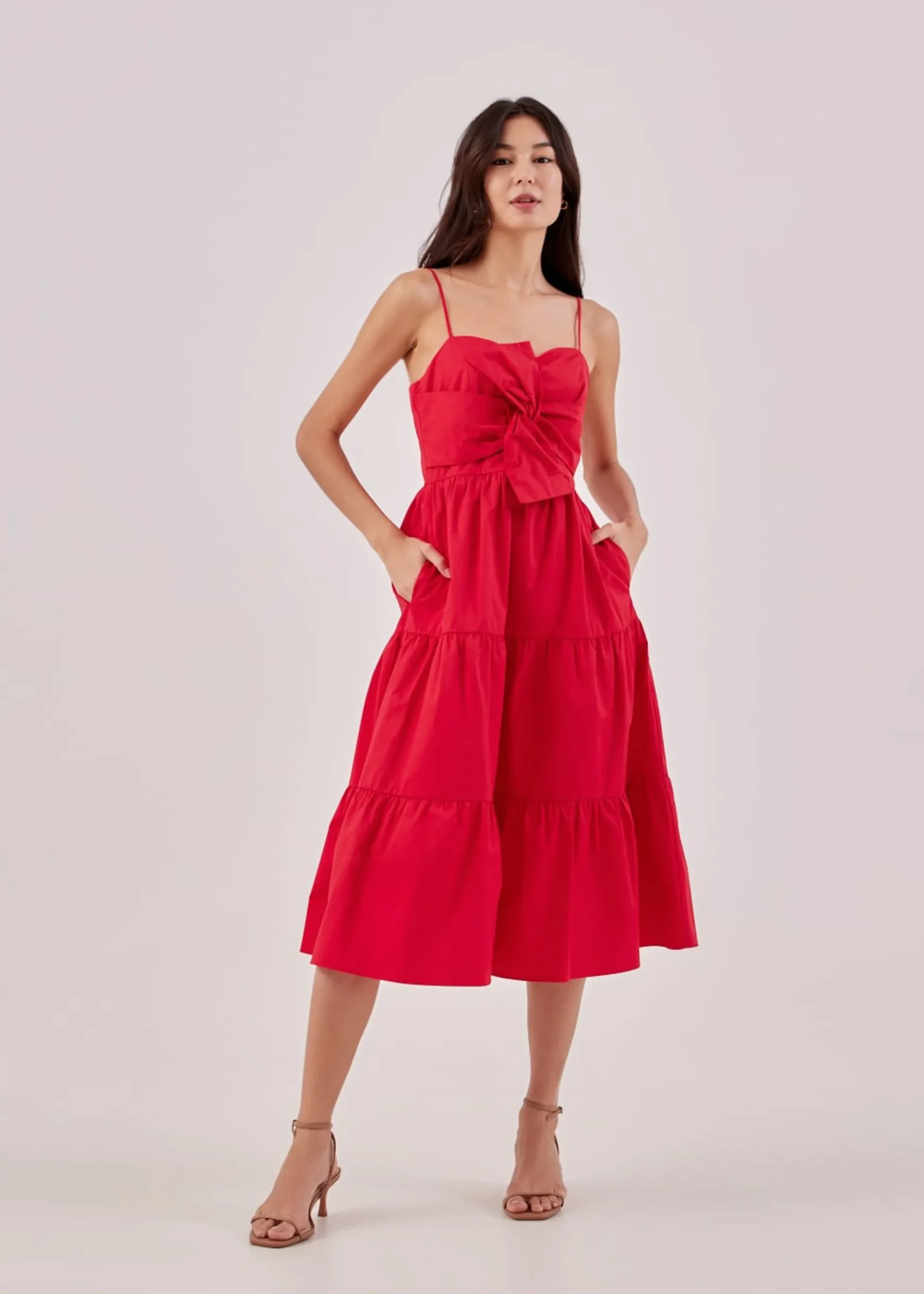 Mallory Front Knot Tiered Dress