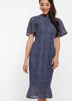 Marlette Lace Panel Midi Dress