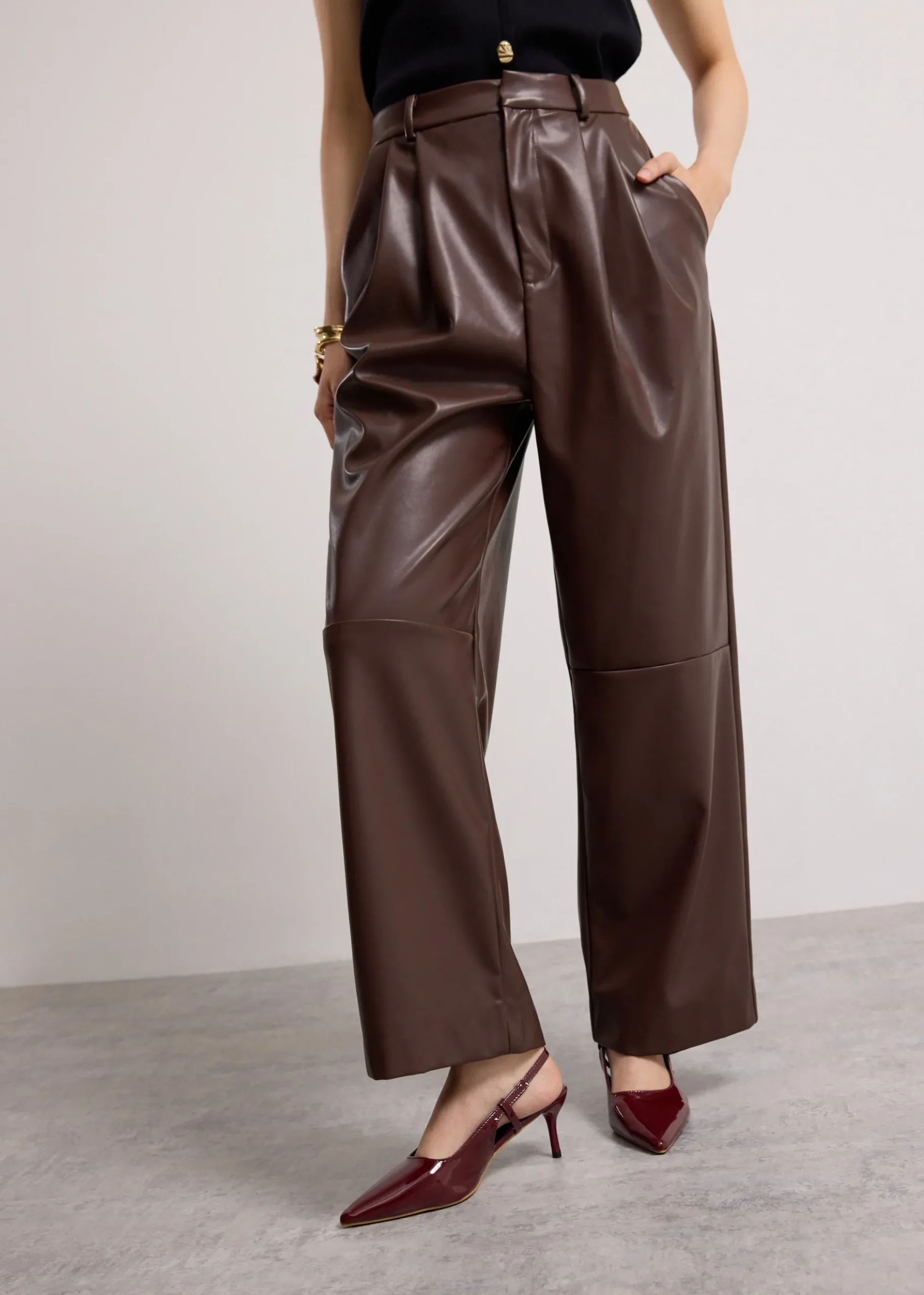 Martine Vegan Leather Straight Leg Pants