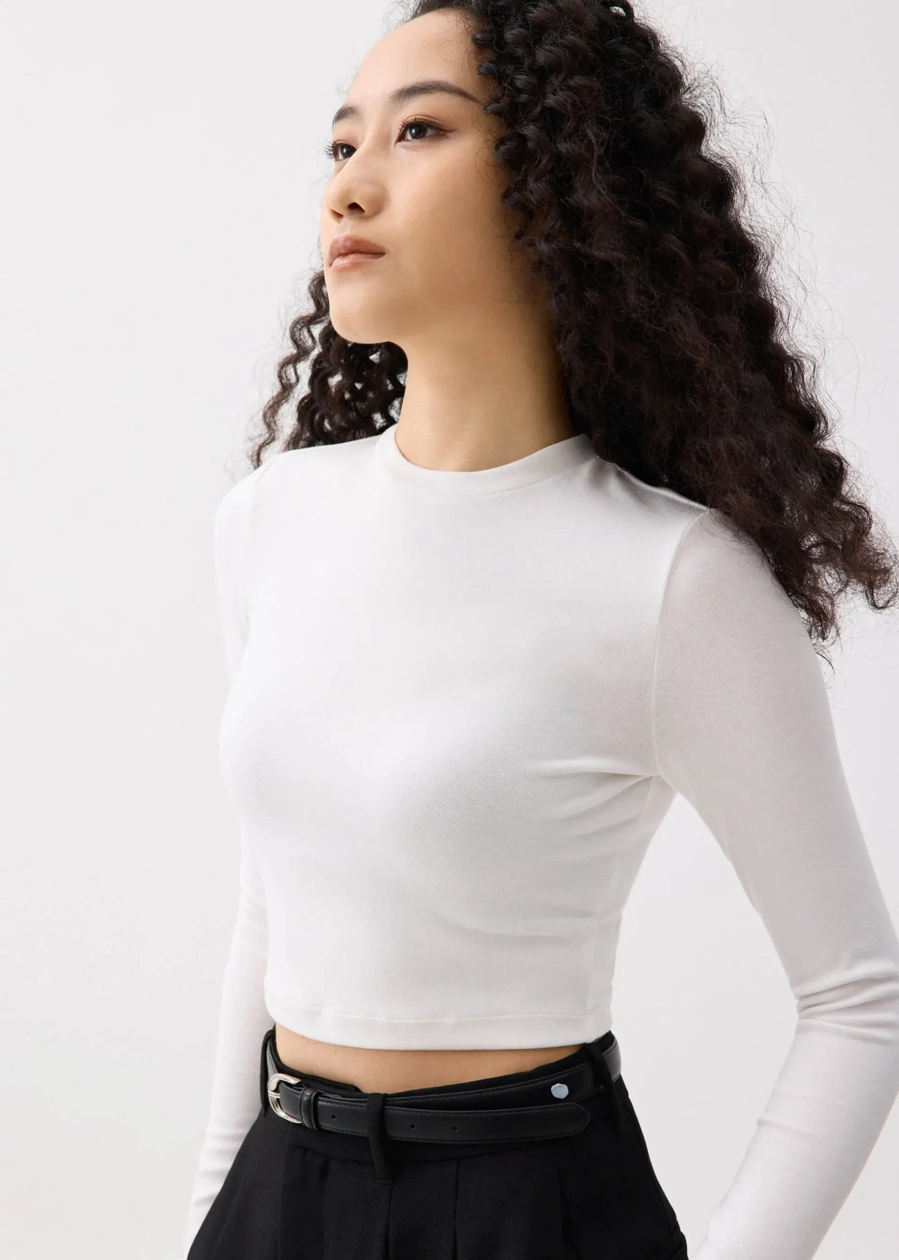 Mason Crop Crew Neck Long Sleeve Top
